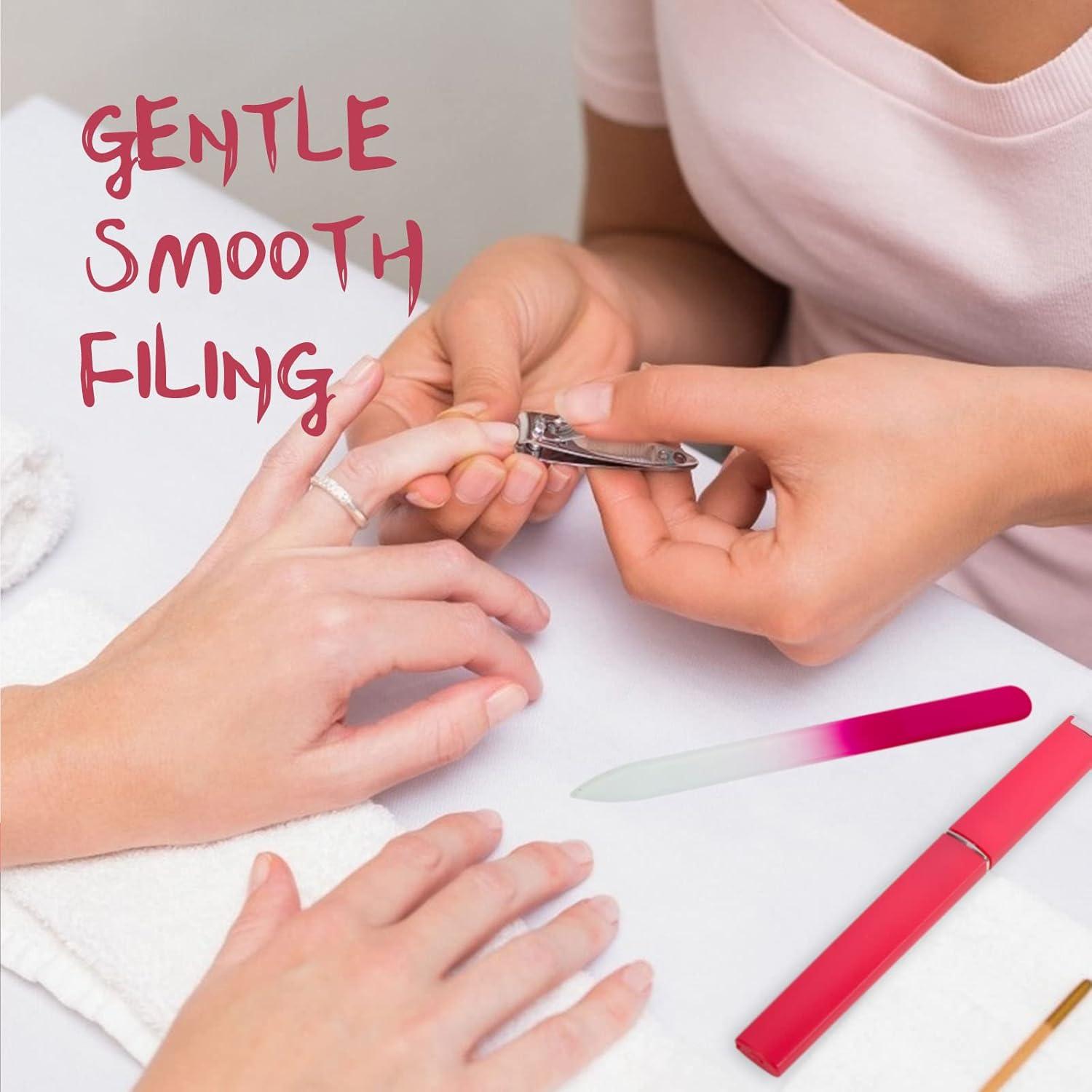 Paquete de 3 Limás de Vidrio Quan-Tint con Estuche - Cuidado Suave de Uñas