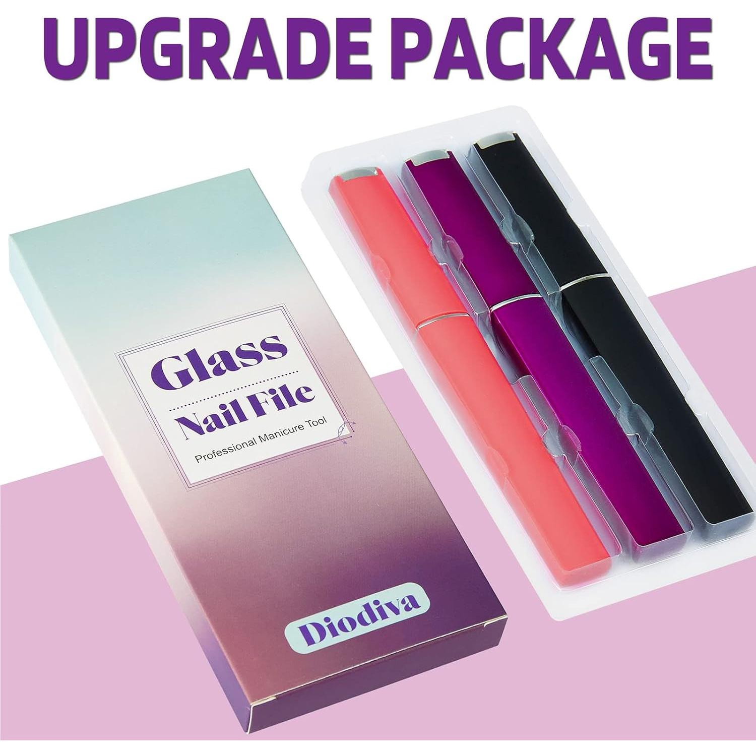 Paquete de 3 Limás de Vidrio Quan-Tint con Estuche - Cuidado Suave de Uñas