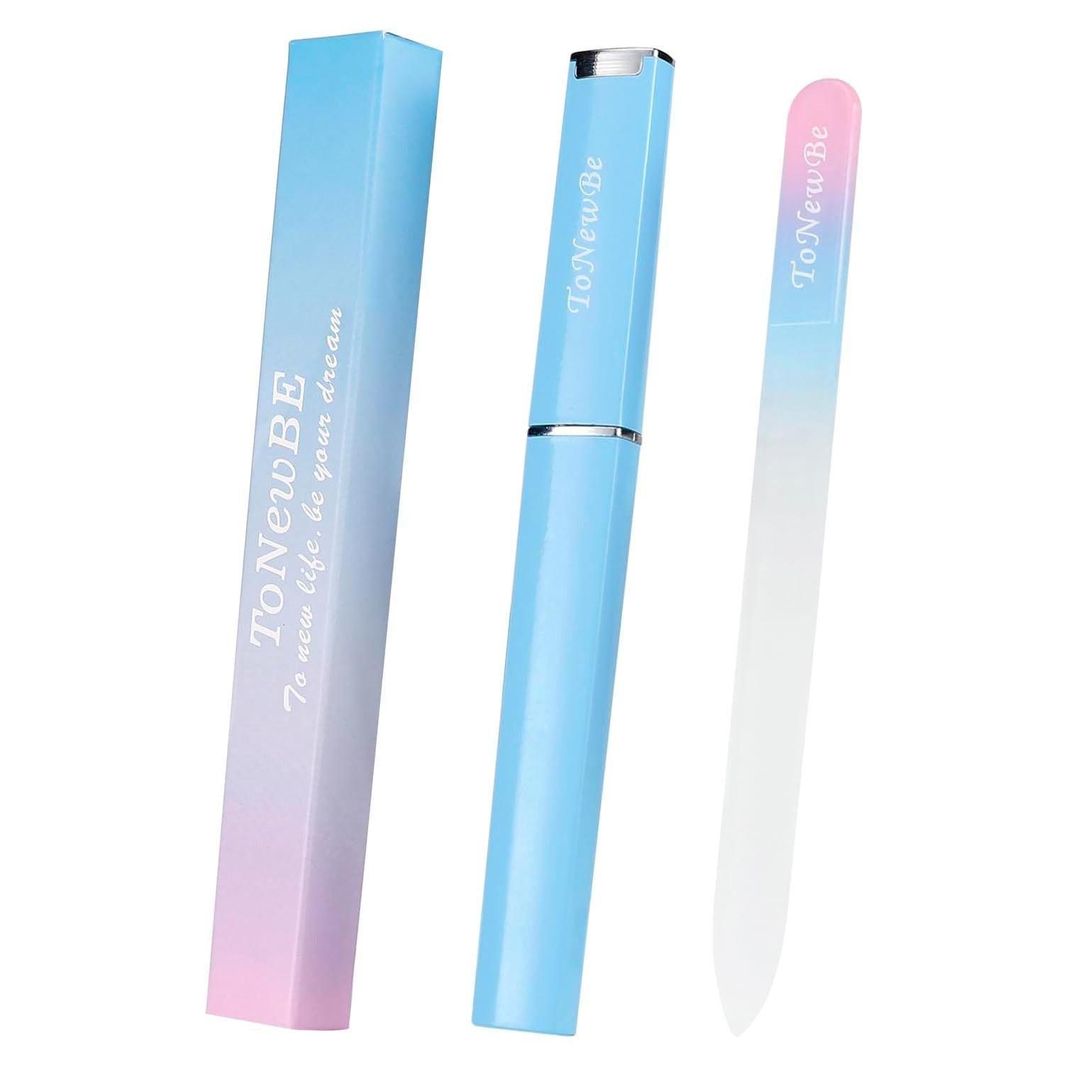 Lima de Uñas de Vidrio ToNewBe Doble Cara Rosa-Azul