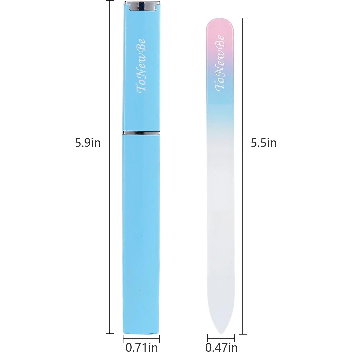 Lima de Uñas de Vidrio ToNewBe Doble Cara Rosa-Azul