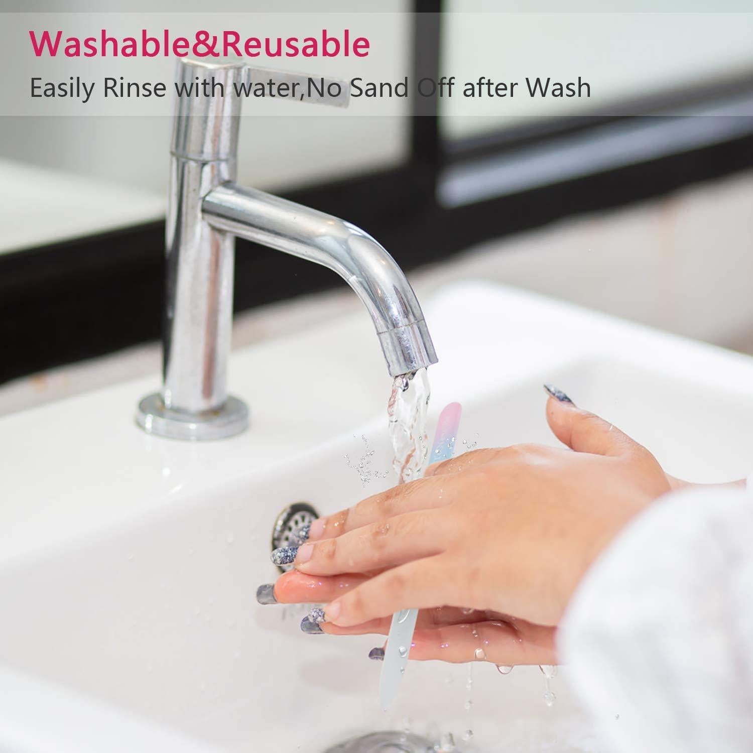 Lima de Uñas de Vidrio ToNewBe Doble Cara Rosa-Azul