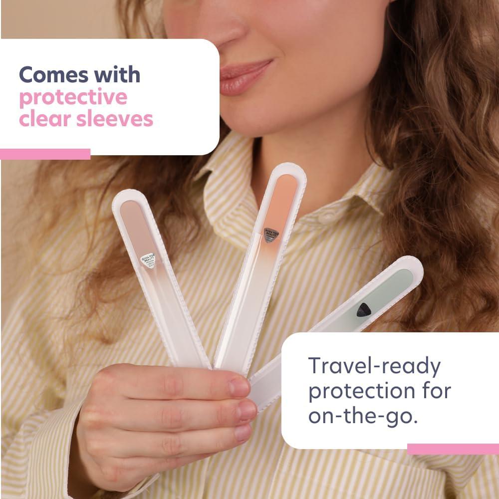 Juego de limas de vidrio checo Bona Fide Beauty 3 piezas