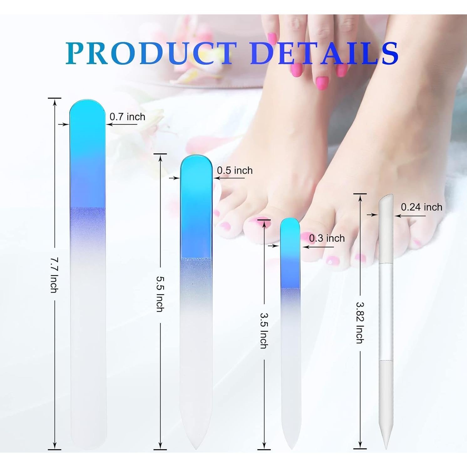 Juego de 4 Limpiadores de Uñas de Vidrio Zhehao - Manicura y Pedicura