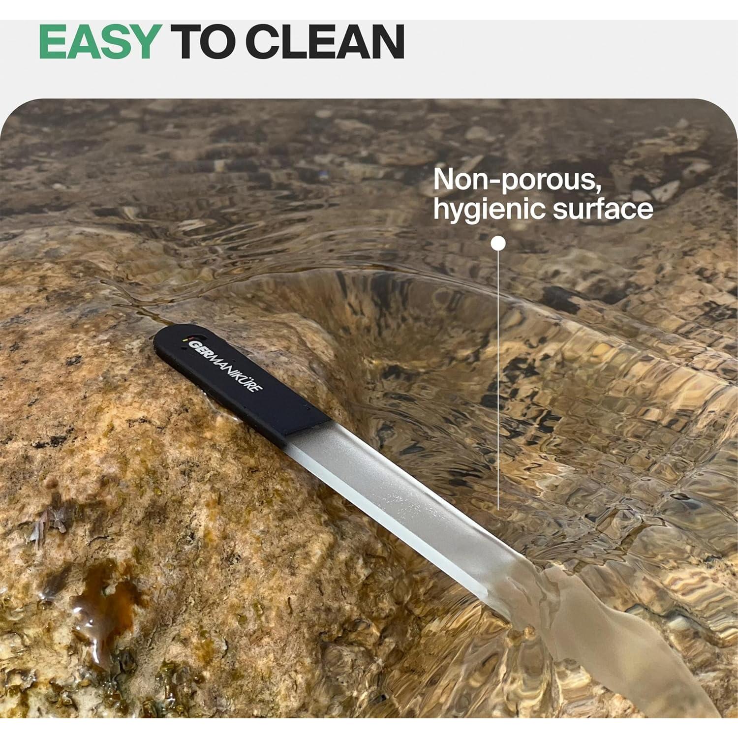 Lima de Uñas de Vidrio GERMANIKURE con Funda de Ante 7.7cm