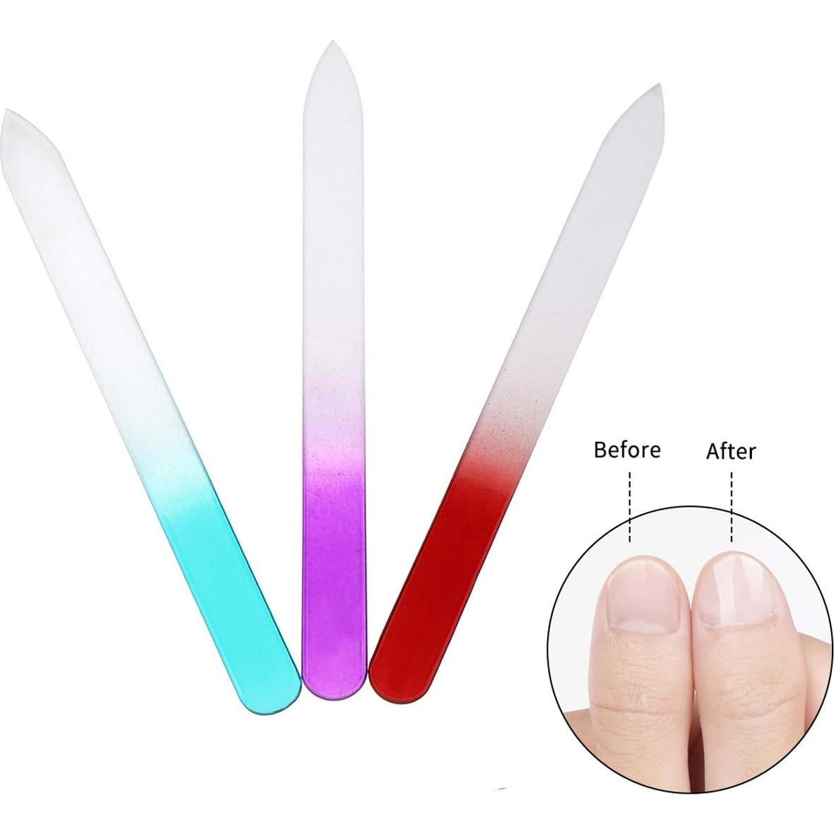 Set de 12 limas de uñas de vidrio MITAOSLIMWU-QRWT con estuche