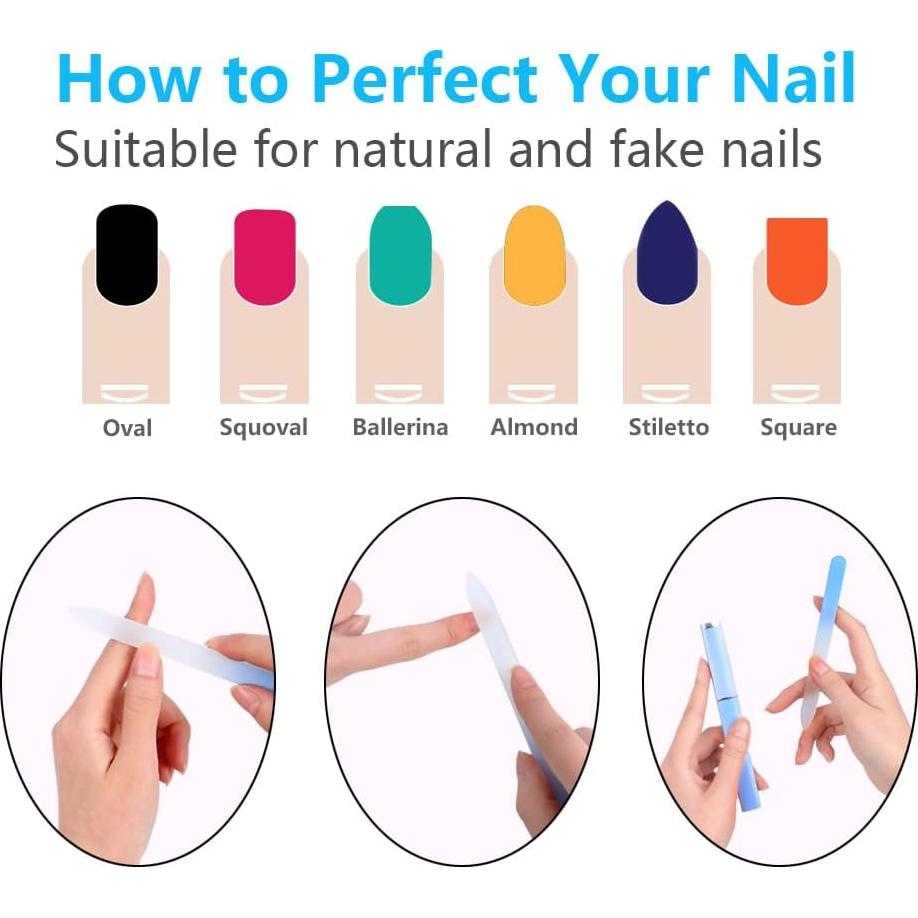 Paquete de 3 limas de vidrio Longluosi con estuche portátil