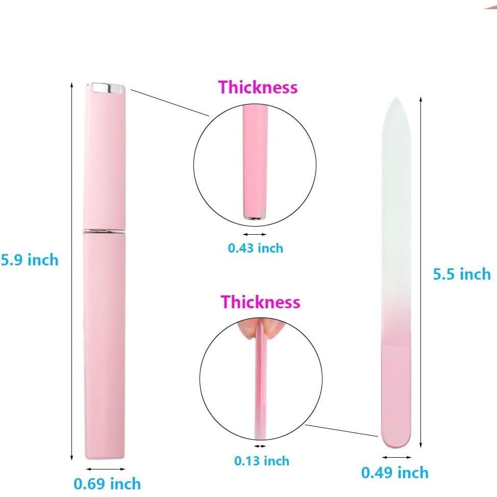 Paquete de 3 limas de vidrio Longluosi con estuche portátil