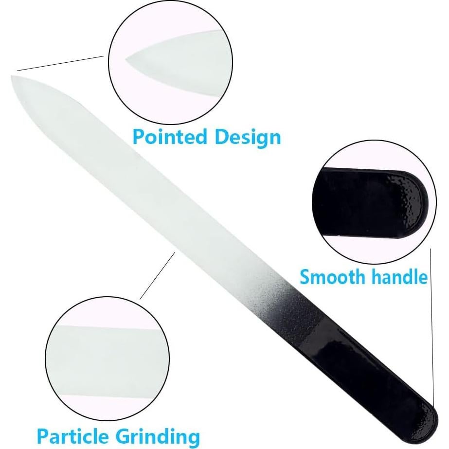 Paquete de 3 limas de vidrio Longluosi con estuche portátil