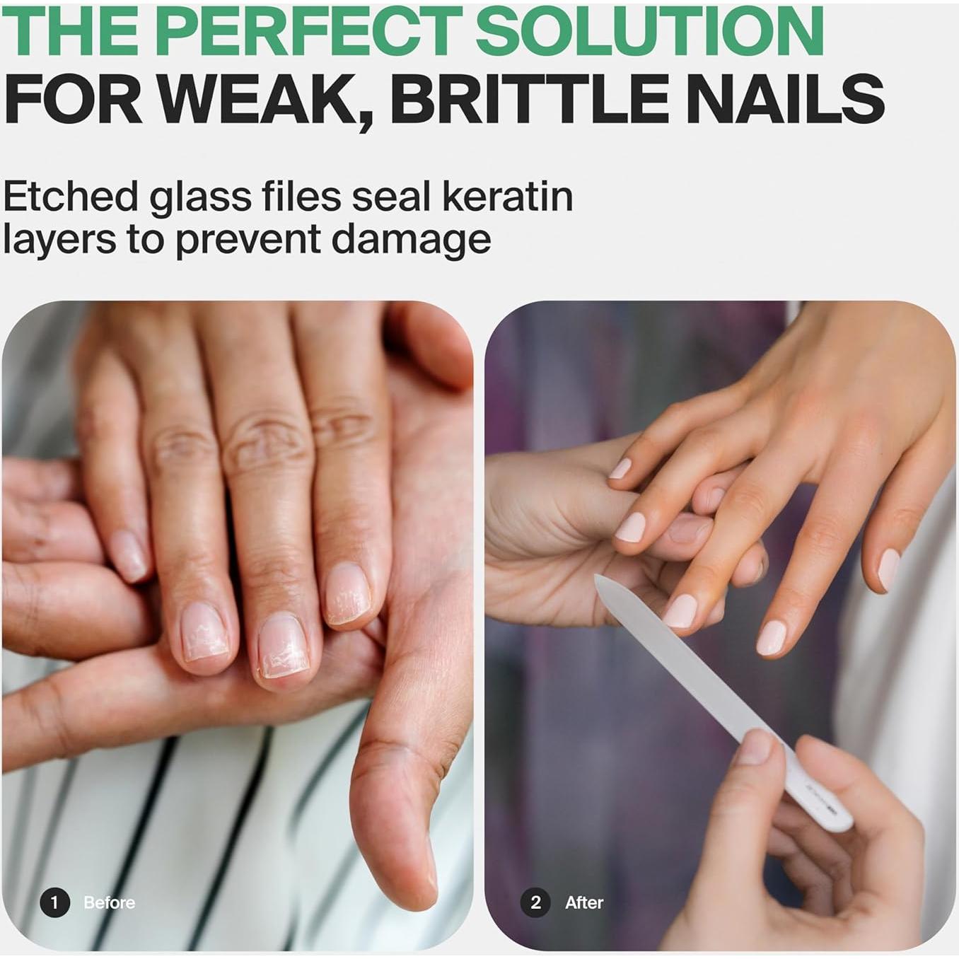 Lima de Uñas de Cristal GERMANIKURE en Estuche de Cuero Negro