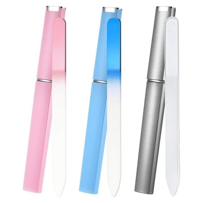 Paquete de 3 Limadoras de Uñas de Vidrio Aoshang - 14x1.2 cm