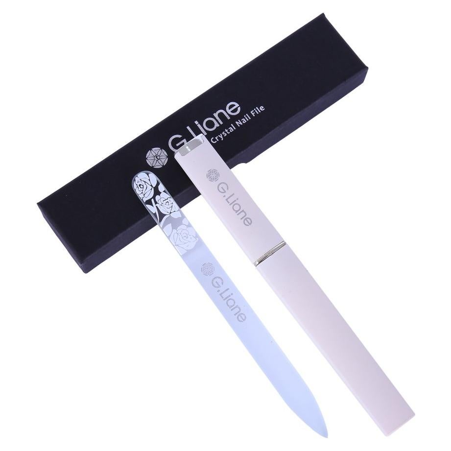 Lima de Uñas de Cristal G.Liane Doble Cara 14cm Rosa Blanco