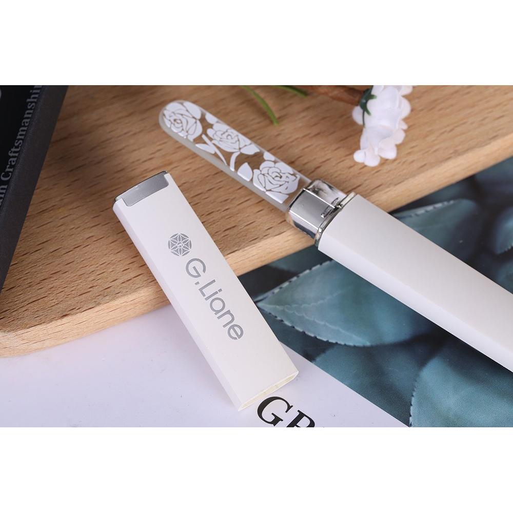 Lima de Uñas de Cristal G.Liane Doble Cara 14cm Rosa Blanco