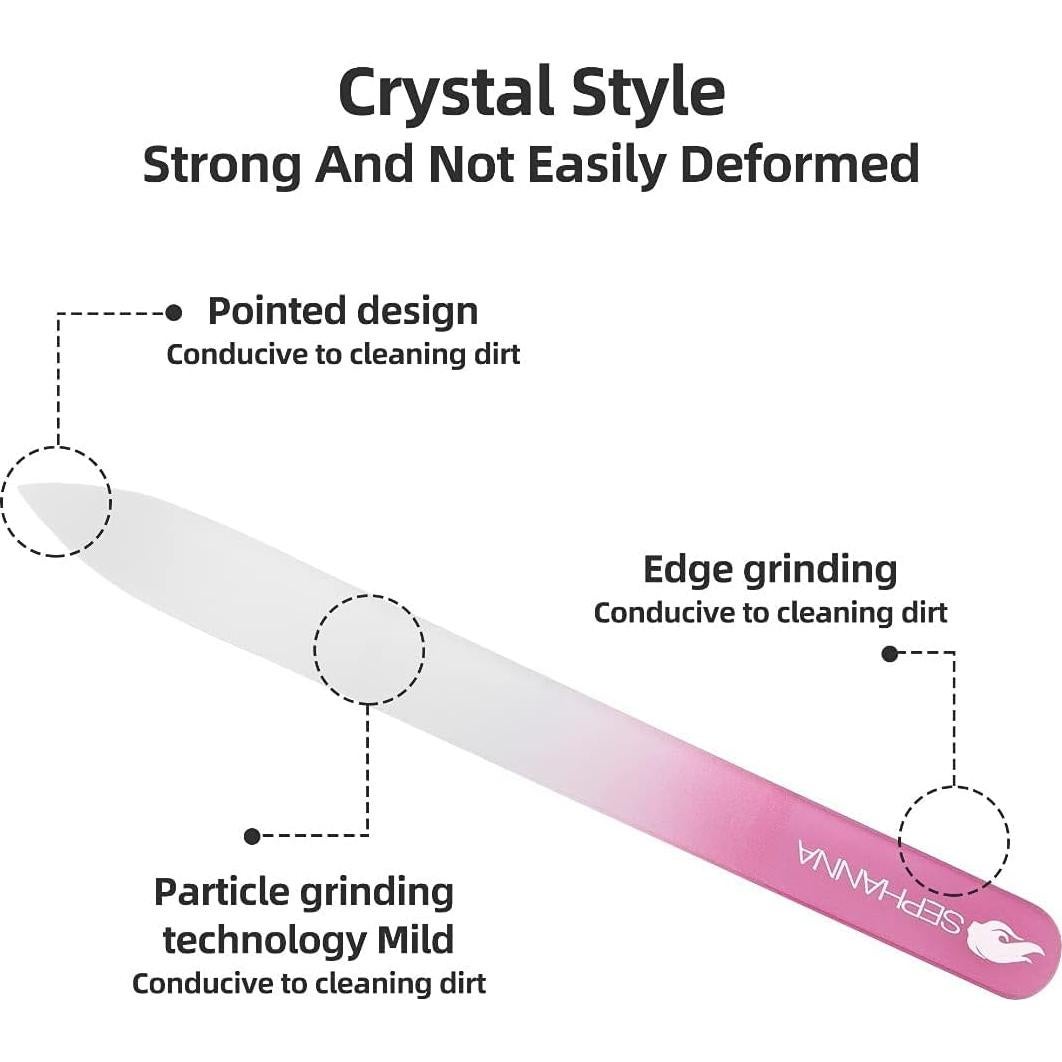 Paquete de 3 limas de cristal SEPHANNA para uñas naturales