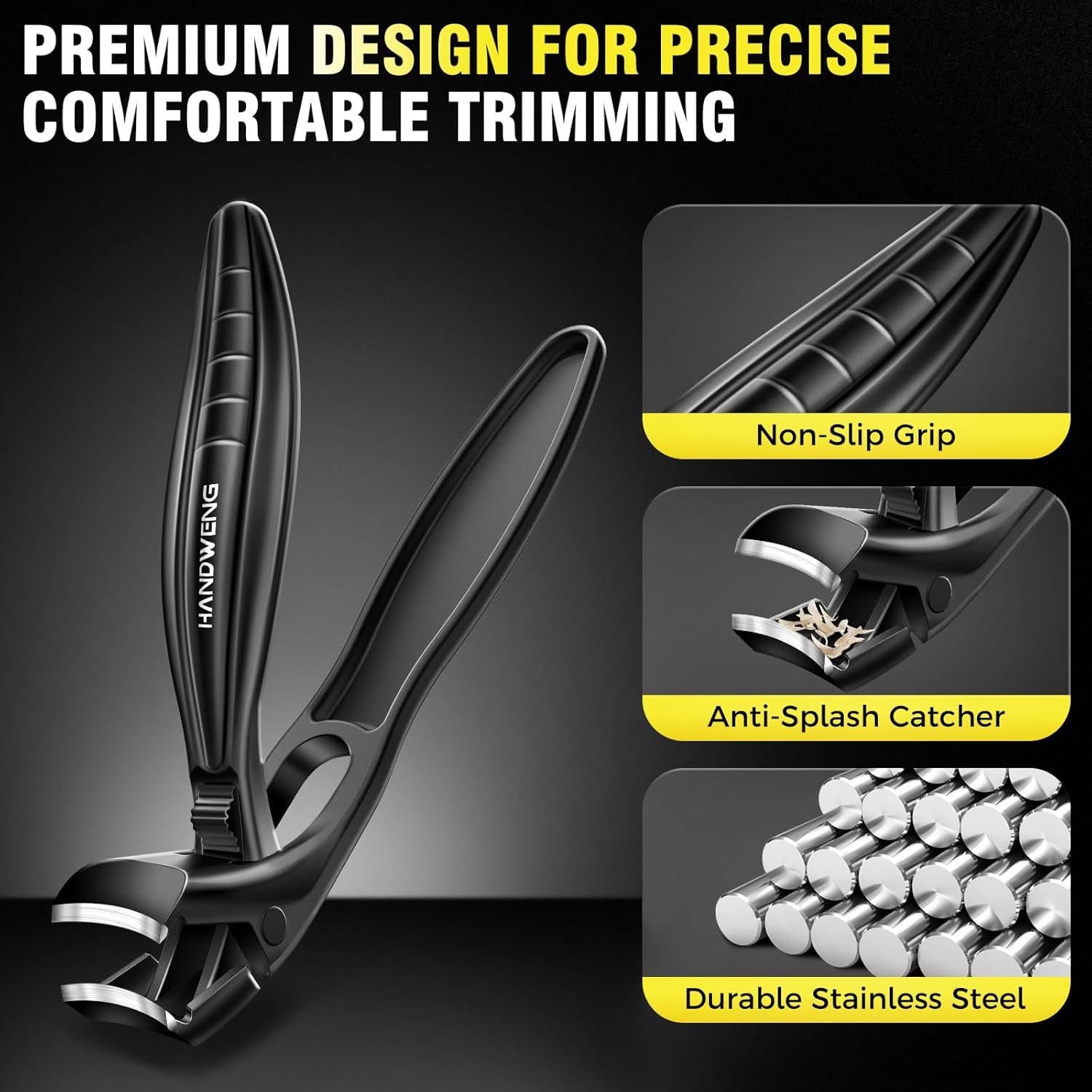 Cortauñas Ergonomico HANDWENG para Uñas Gruesas - Negro