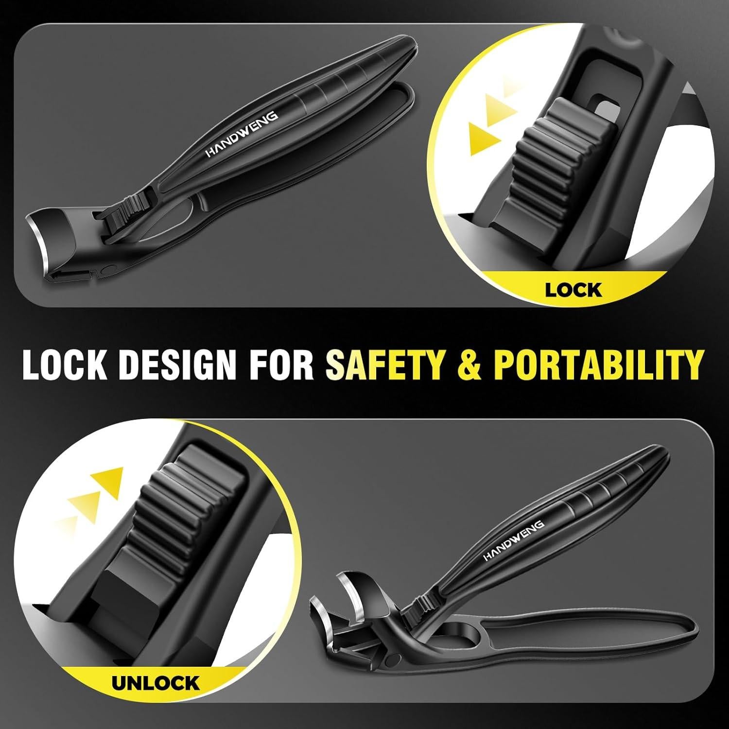 Cortauñas Ergonomico HANDWENG para Uñas Gruesas - Negro