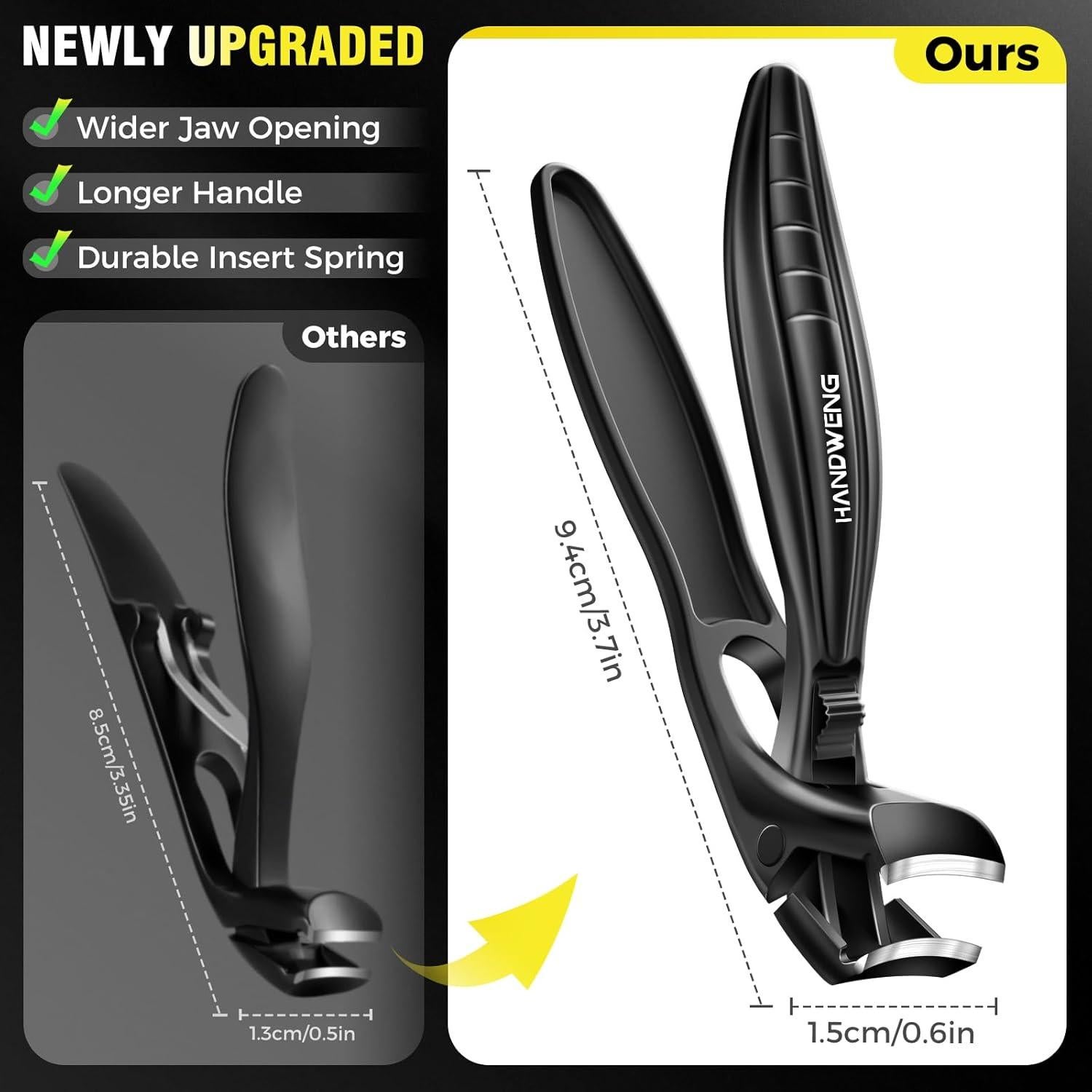 Cortauñas Ergonomico HANDWENG para Uñas Gruesas - Negro