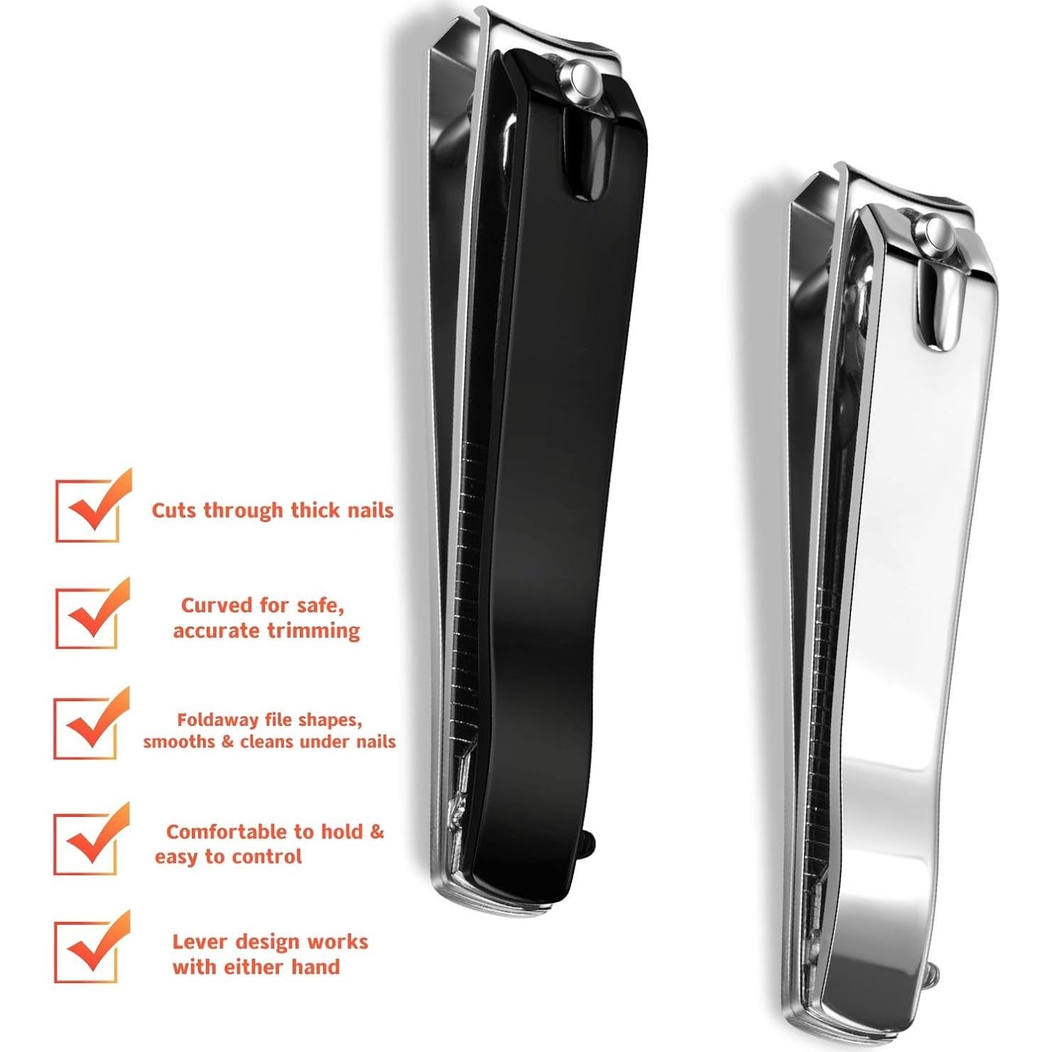 Cortauñas Grande Ucheom 2-Pack Acero Inoxidable con Lima