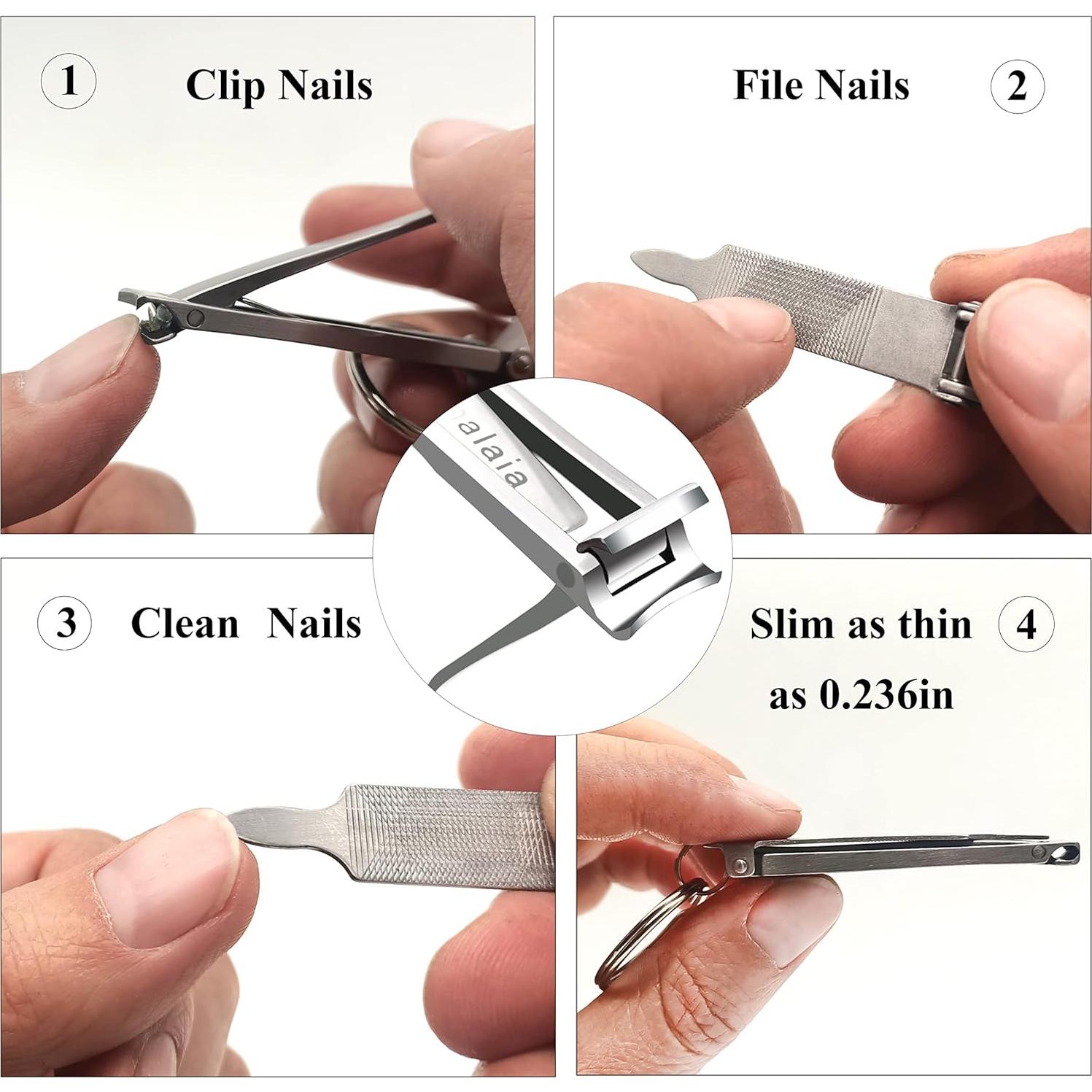 Cortador de Uñas Portátil Ginalaia de Acero Inoxidable con Lima