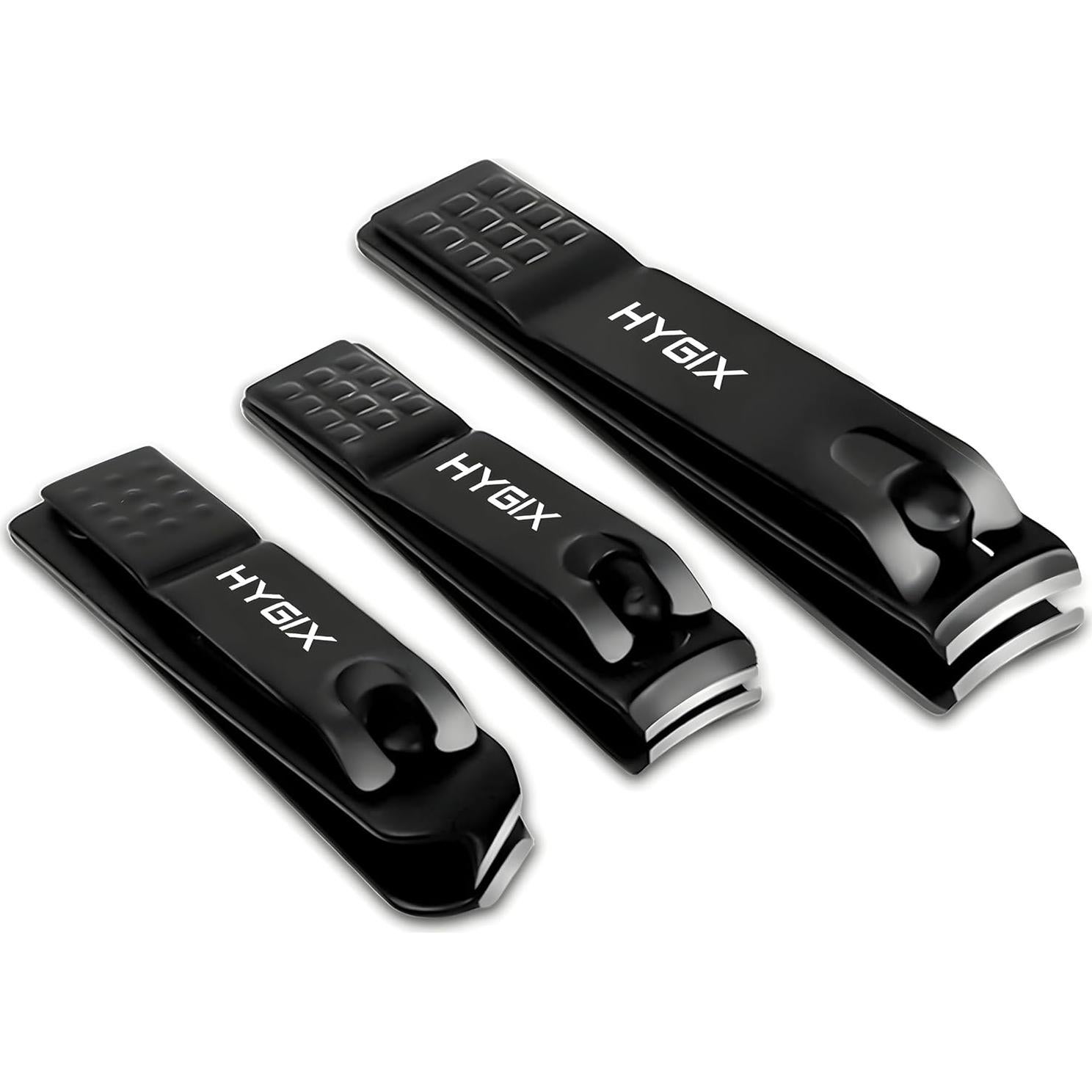 Juego de Cortauñas HYGIX en Estuche de Aluminio Negro - Acero Inoxidable