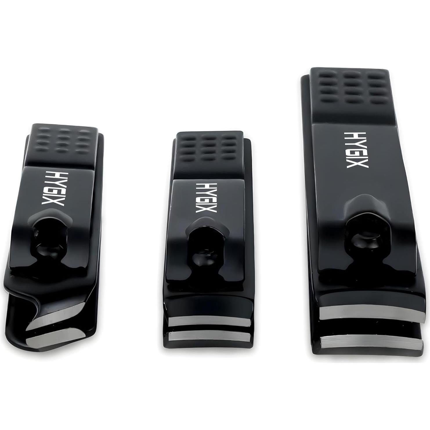 Juego de Cortauñas HYGIX en Estuche de Aluminio Negro - Acero Inoxidable