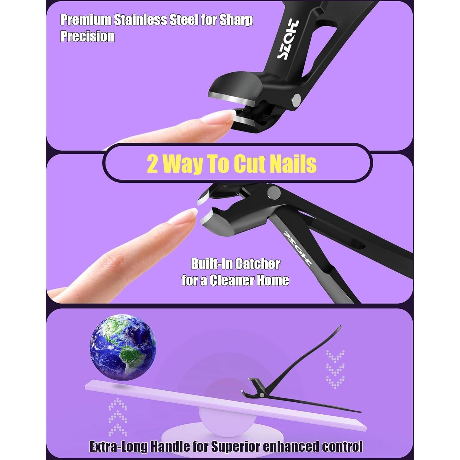 Cortauñas Angulados SZQHT para Uñas Gruesas con Recogedor