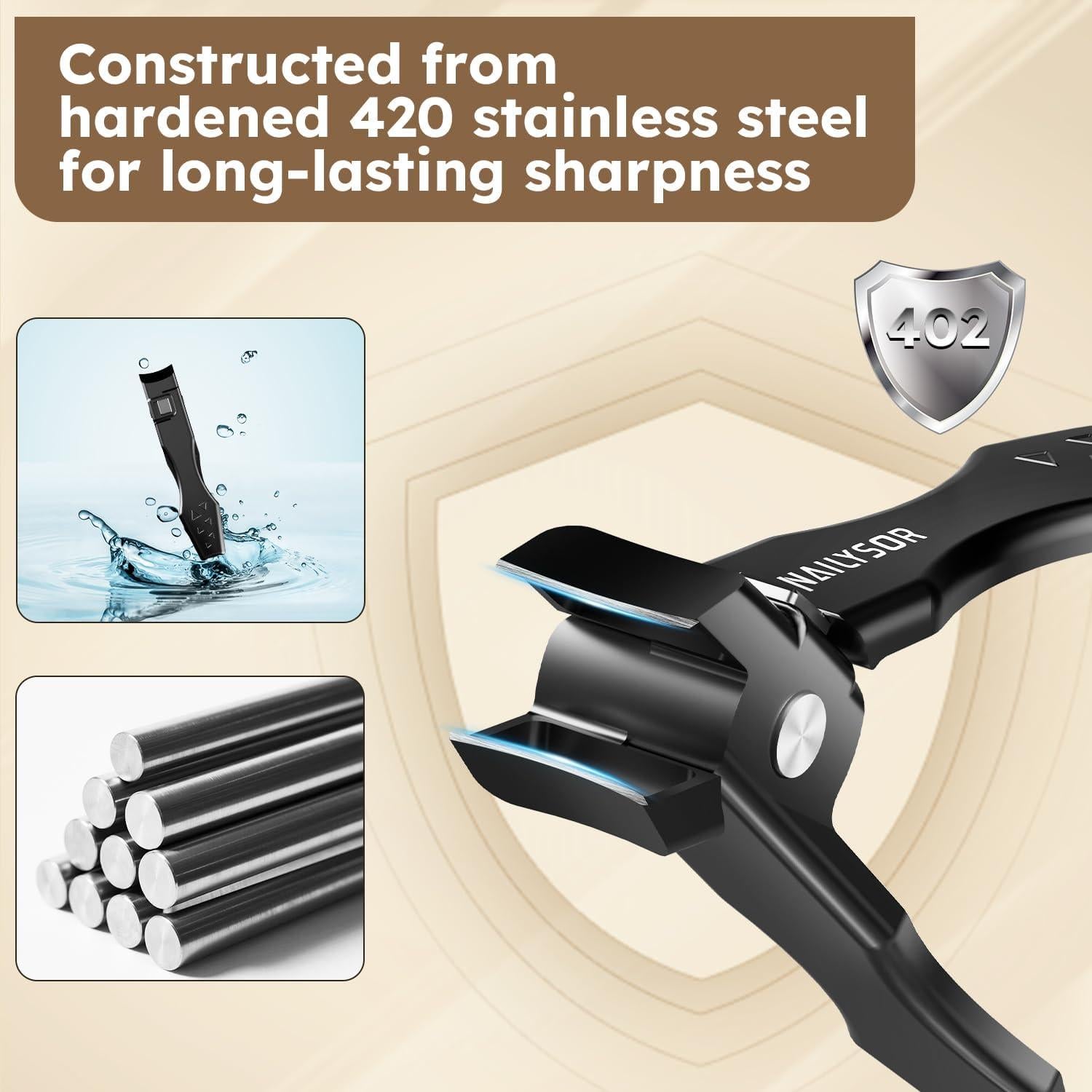 Cortauñas Nailysor para Uñas Gruesas con Recogedor y Bloqueo