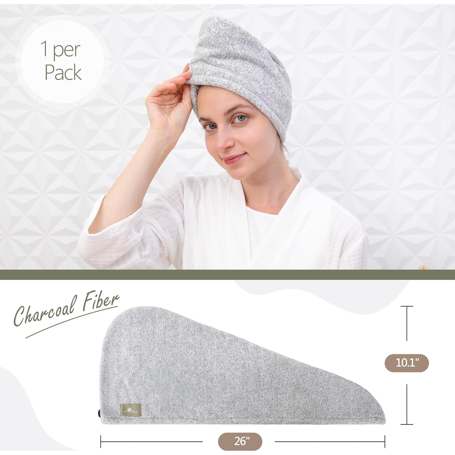 Toalla para el Cabello myHomeBody Gris - Turbante Secado Rápido