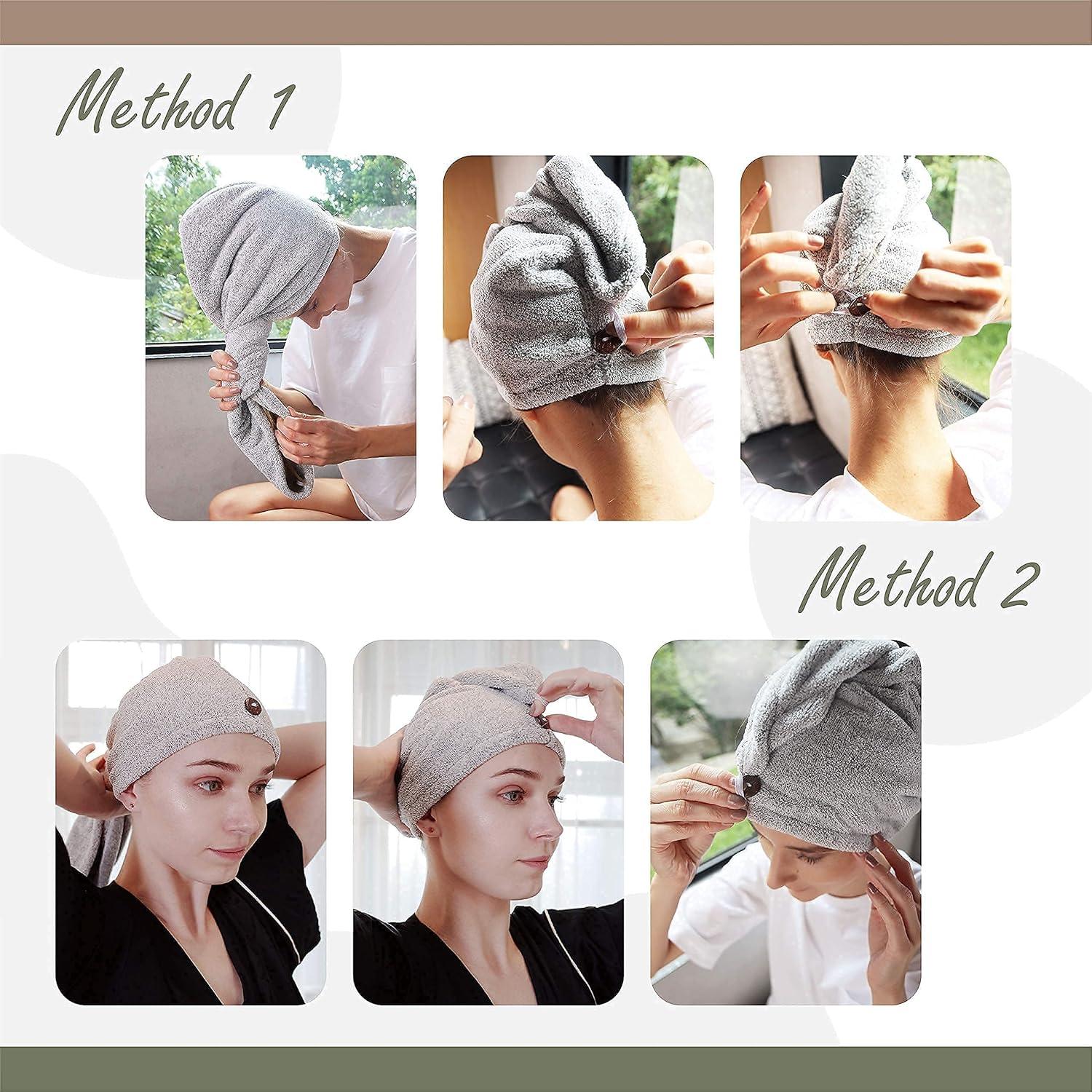 Toalla para el Cabello myHomeBody Gris - Turbante Secado Rápido