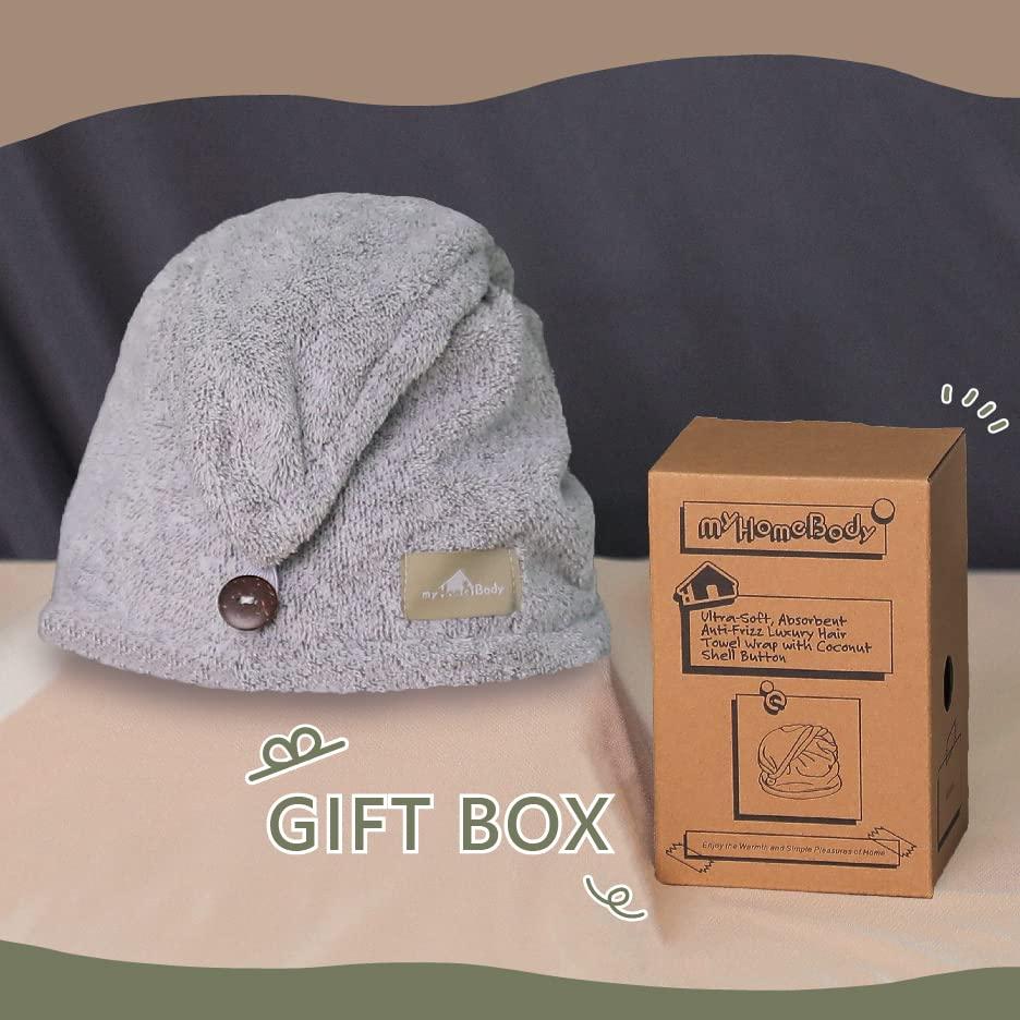 Toalla para el Cabello myHomeBody Gris - Turbante Secado Rápido