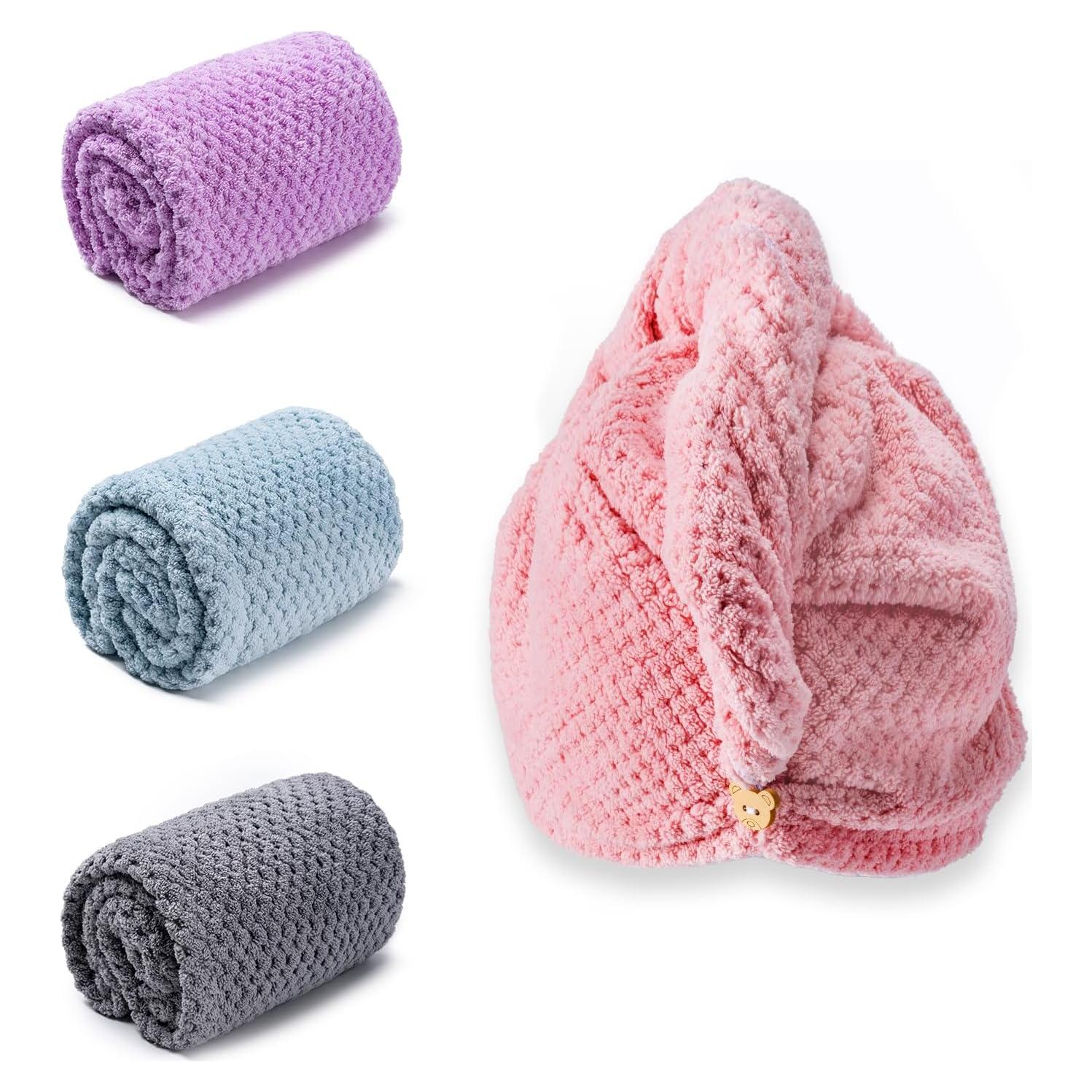 Toalla para el cabello Amrules 4 unidades 25.6x9.8 cm microfibra