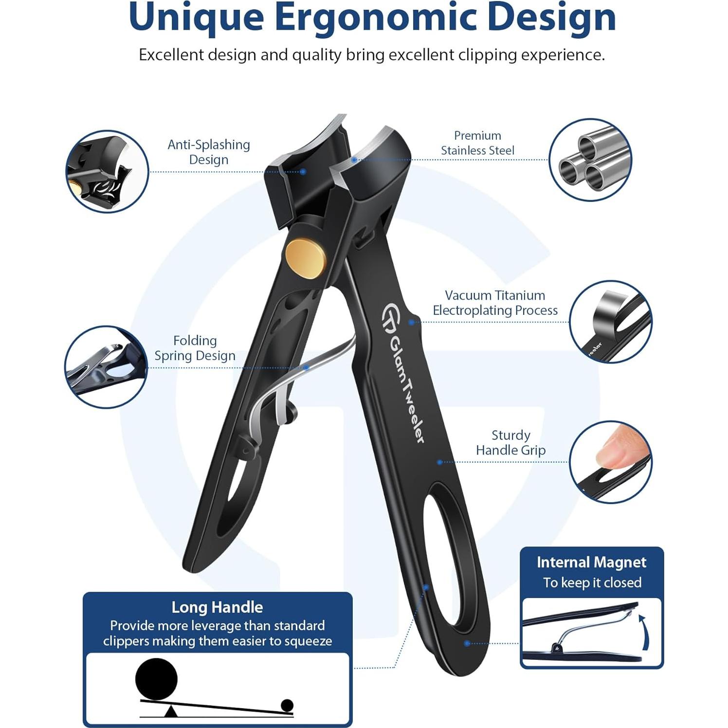 Cortauñas GlamTweeler Anti-Splash Ultra Afilado con Lima Vidrio