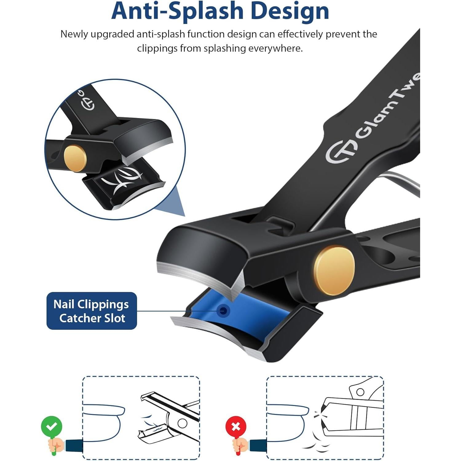 Cortauñas GlamTweeler Anti-Splash Ultra Afilado con Lima Vidrio