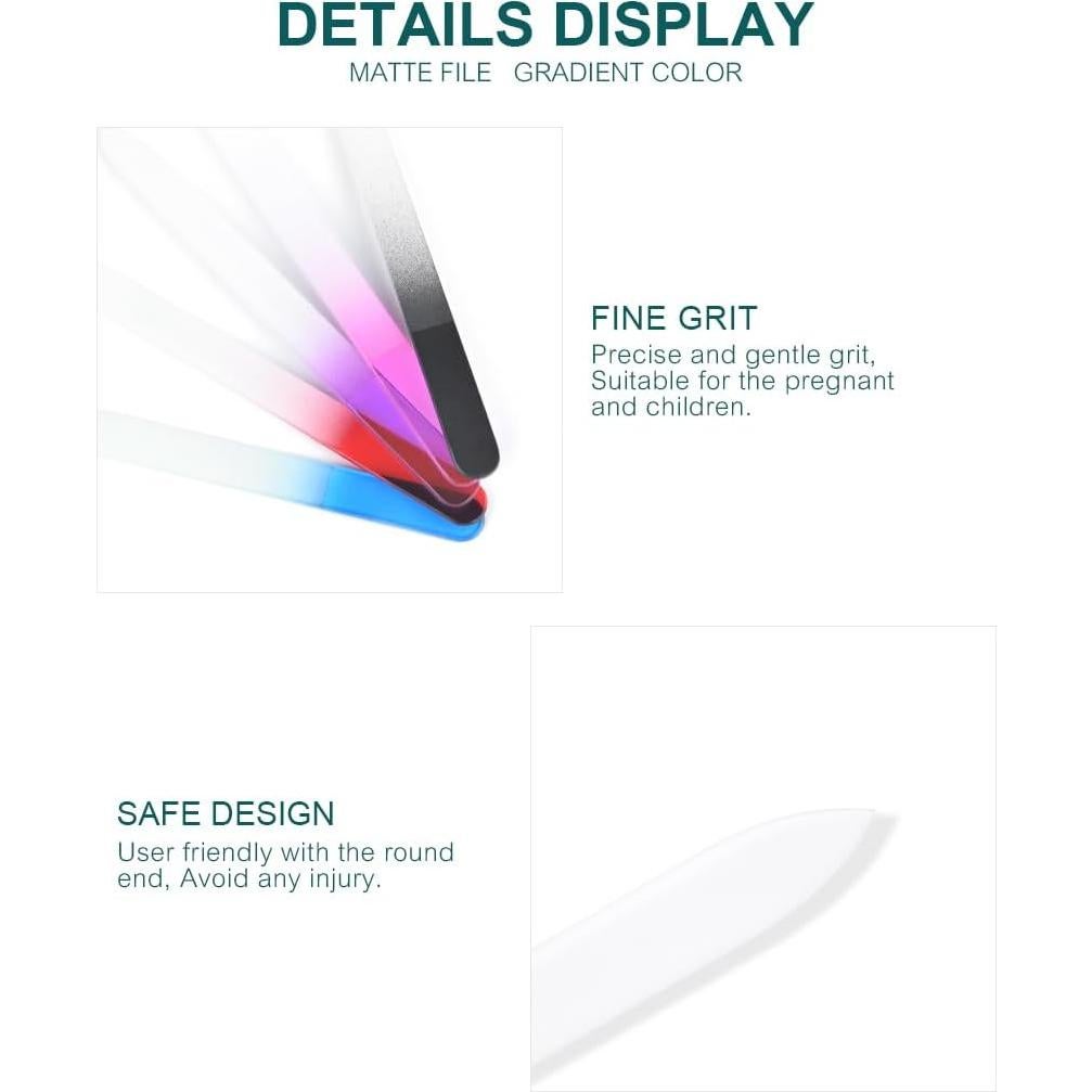 Set de 5 Limadoras de Uñas de Cristal KADS Doble Cara