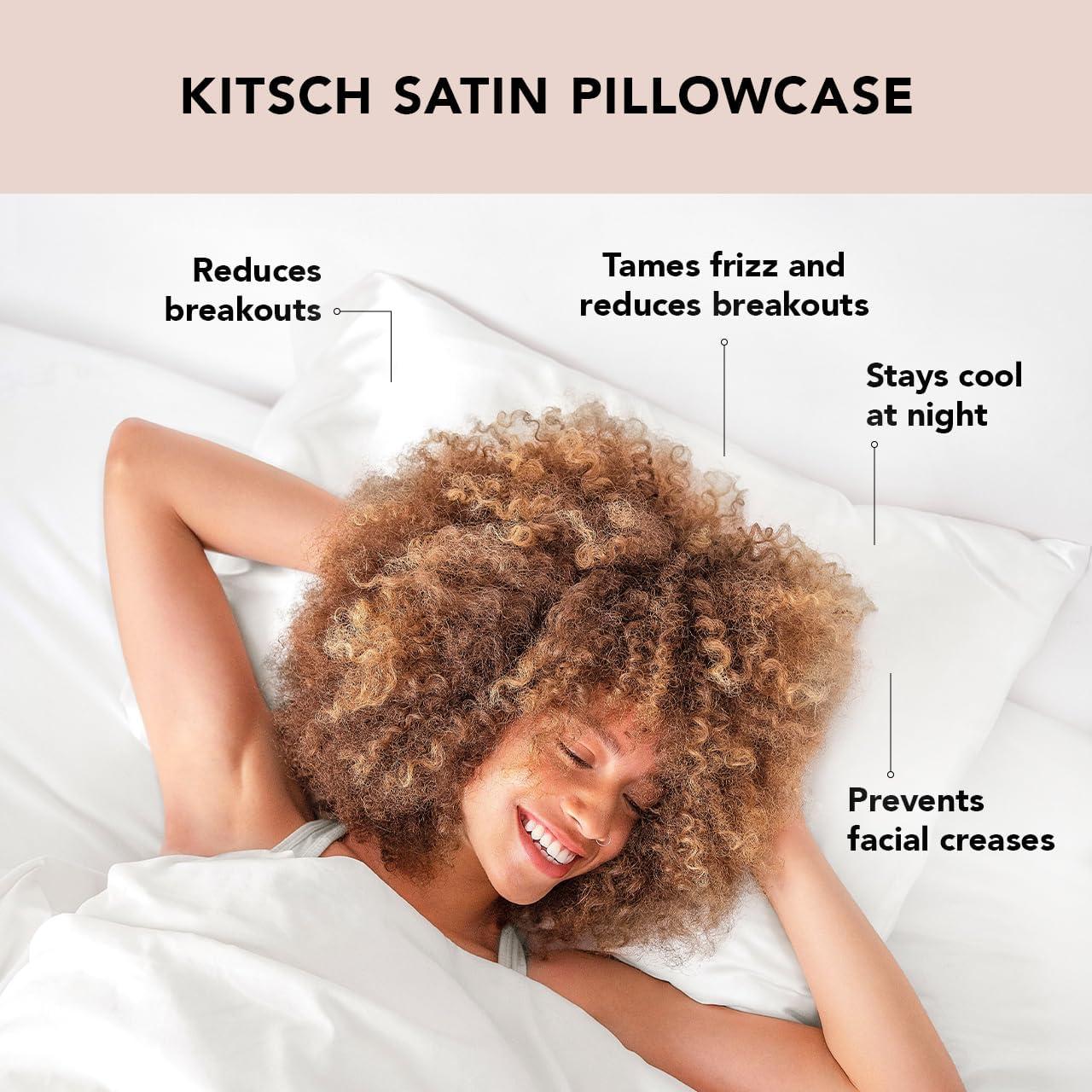 Funda de Almohada de Satén Kitsch con Cremallera 66x48 cm Marfil