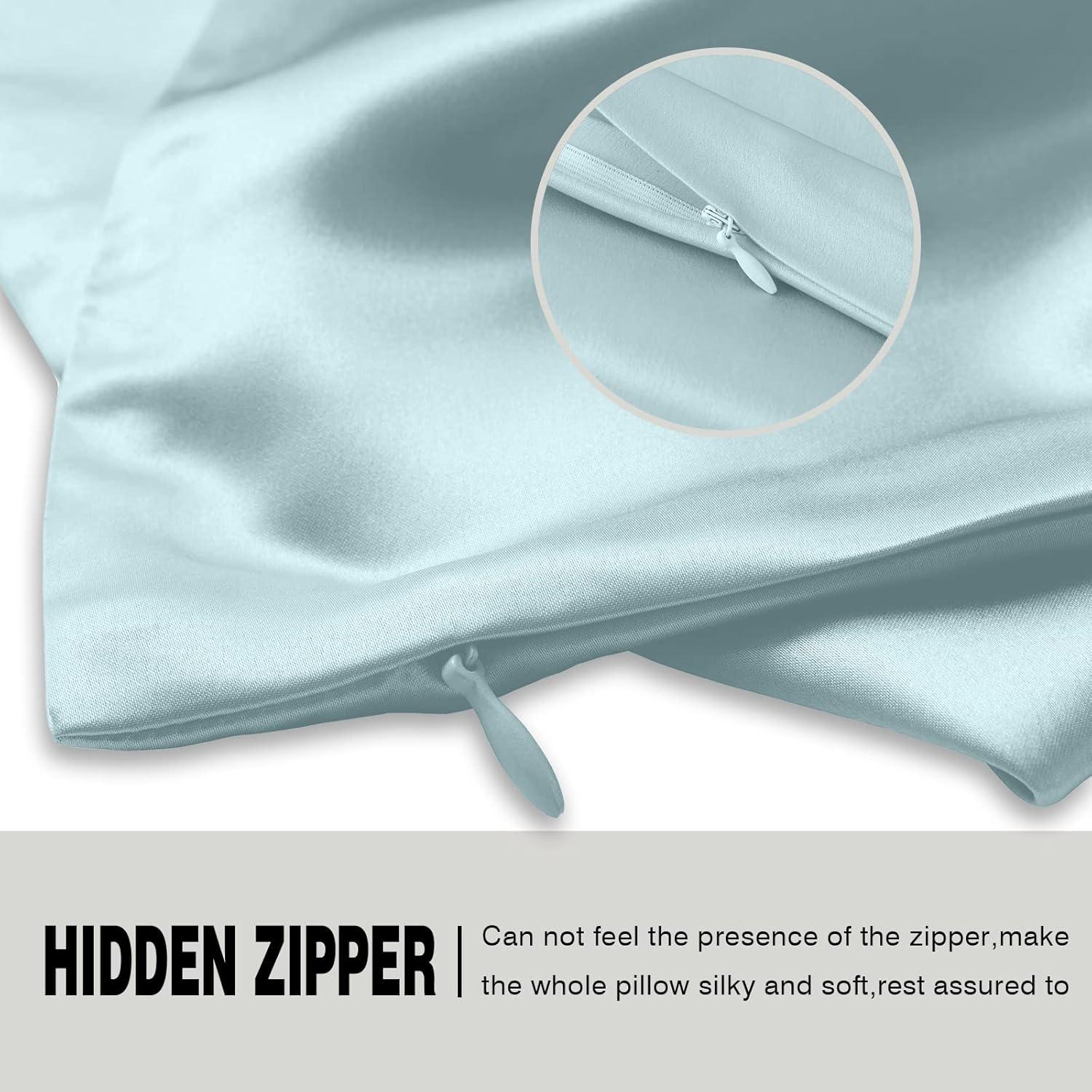 Funda de Almohada de Seda de Morera Suatien Estándar 51x66 cm Azul Humo