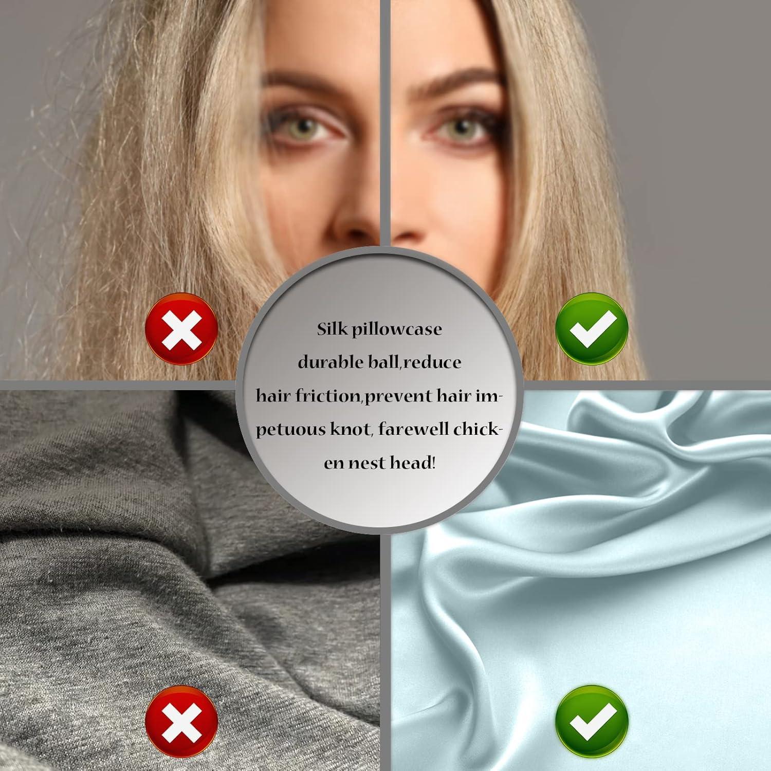 Funda de Almohada de Seda de Morera Suatien Estándar 51x66 cm Azul Humo