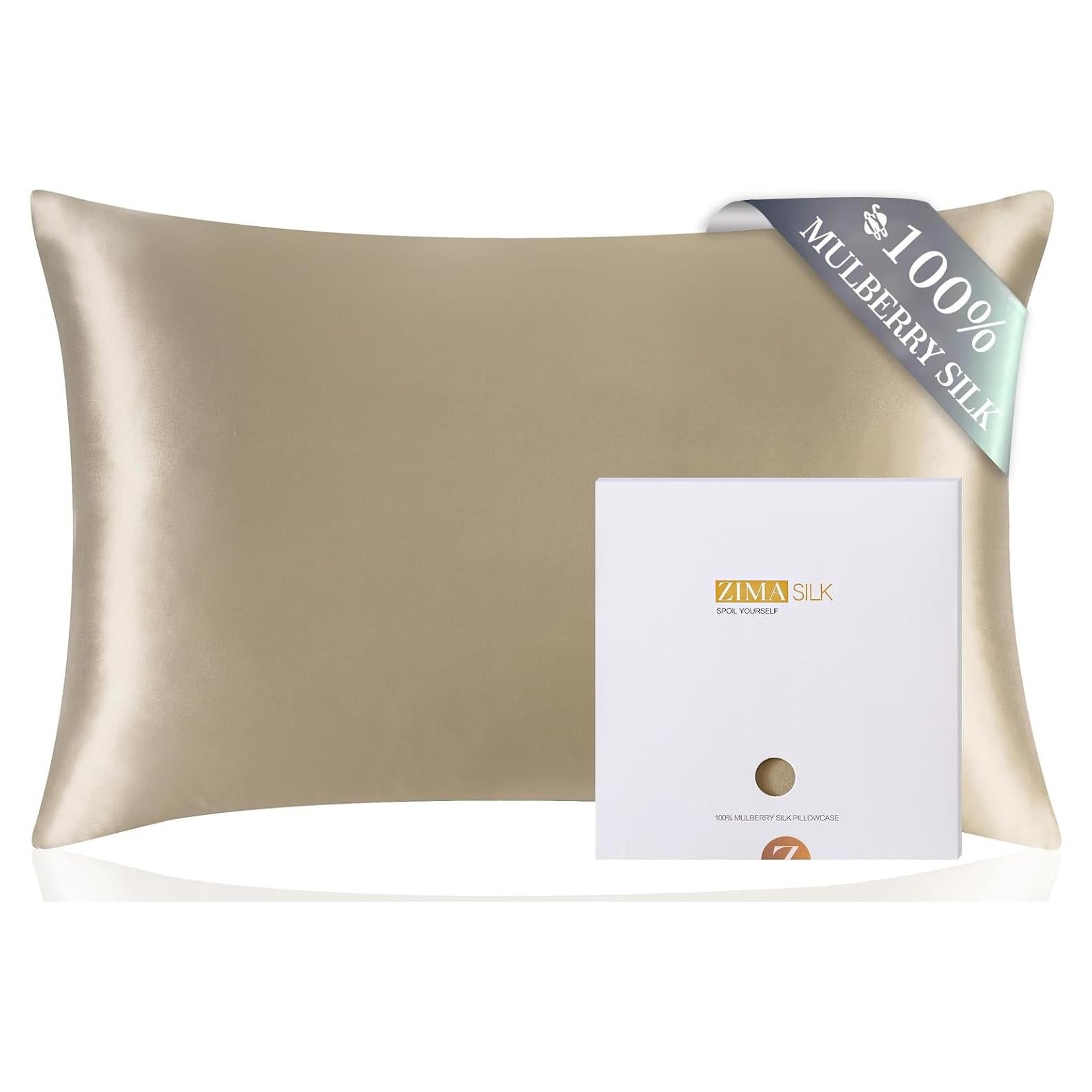 Funda de Almohada de Seda ZIMASILK Reina 50x76cm Taupe 600 Hilos