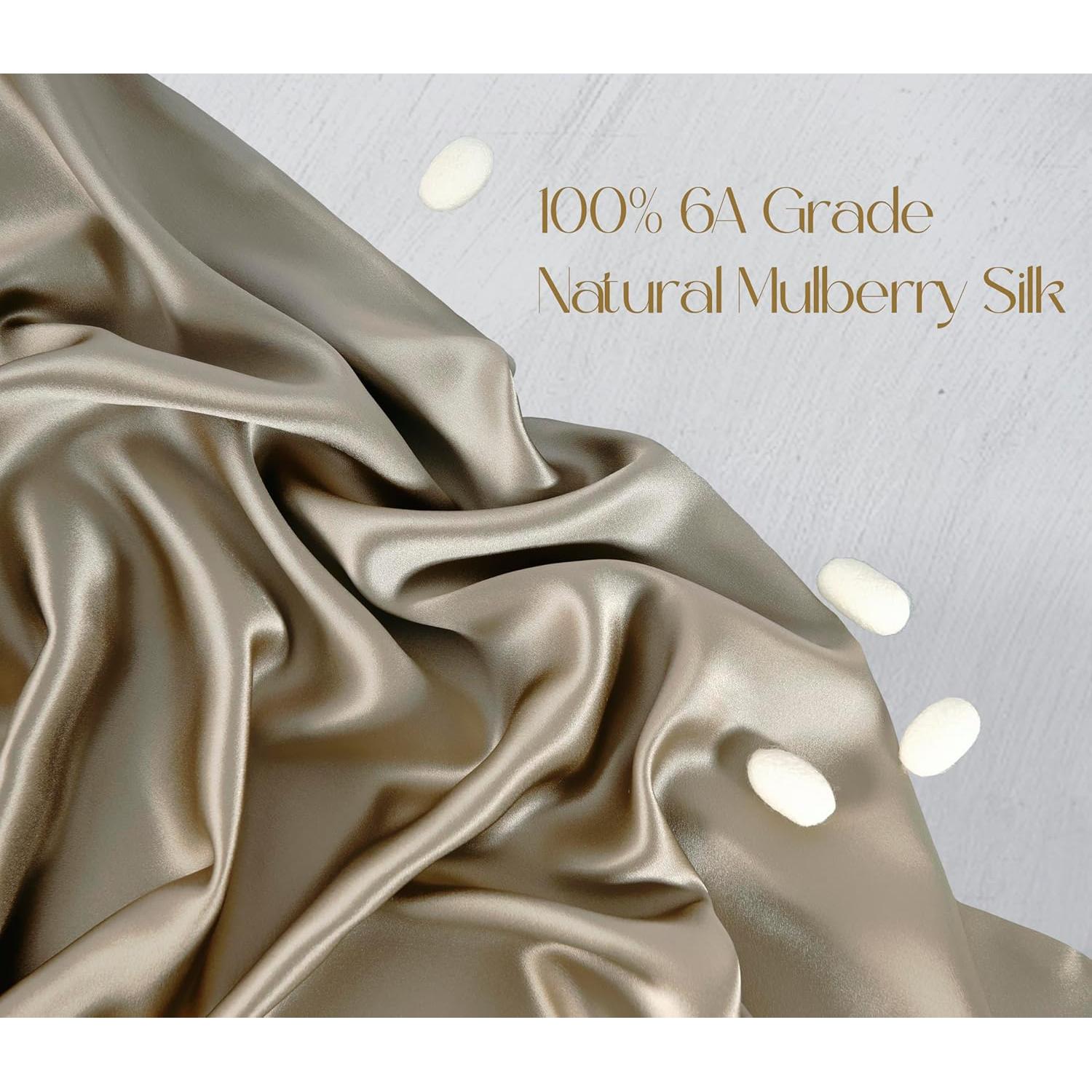 Funda de Almohada de Seda ZIMASILK Reina 50x76cm Taupe 600 Hilos