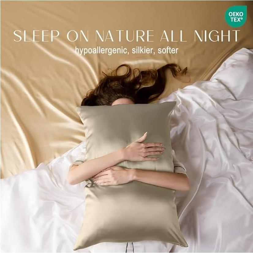 Funda de Almohada de Seda ZIMASILK Reina 50x76cm Taupe 600 Hilos