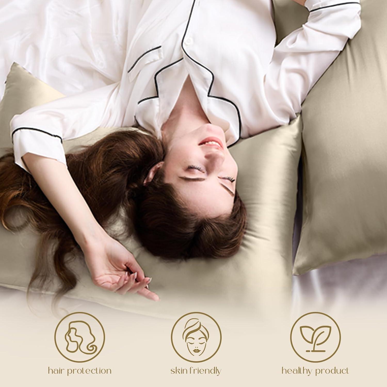 Funda de Almohada de Seda ZIMASILK Reina 50x76cm Taupe 600 Hilos