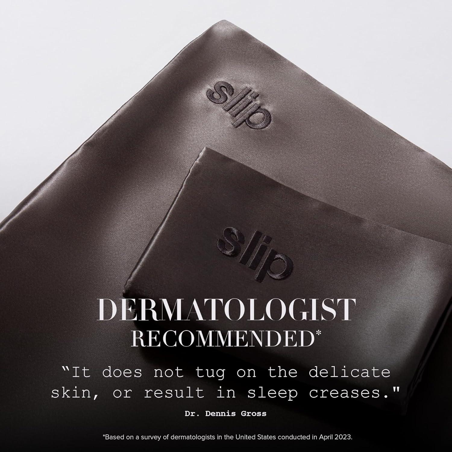 Funda de Almohada Queen de Seda Pura Slip Carbón 22 Momme