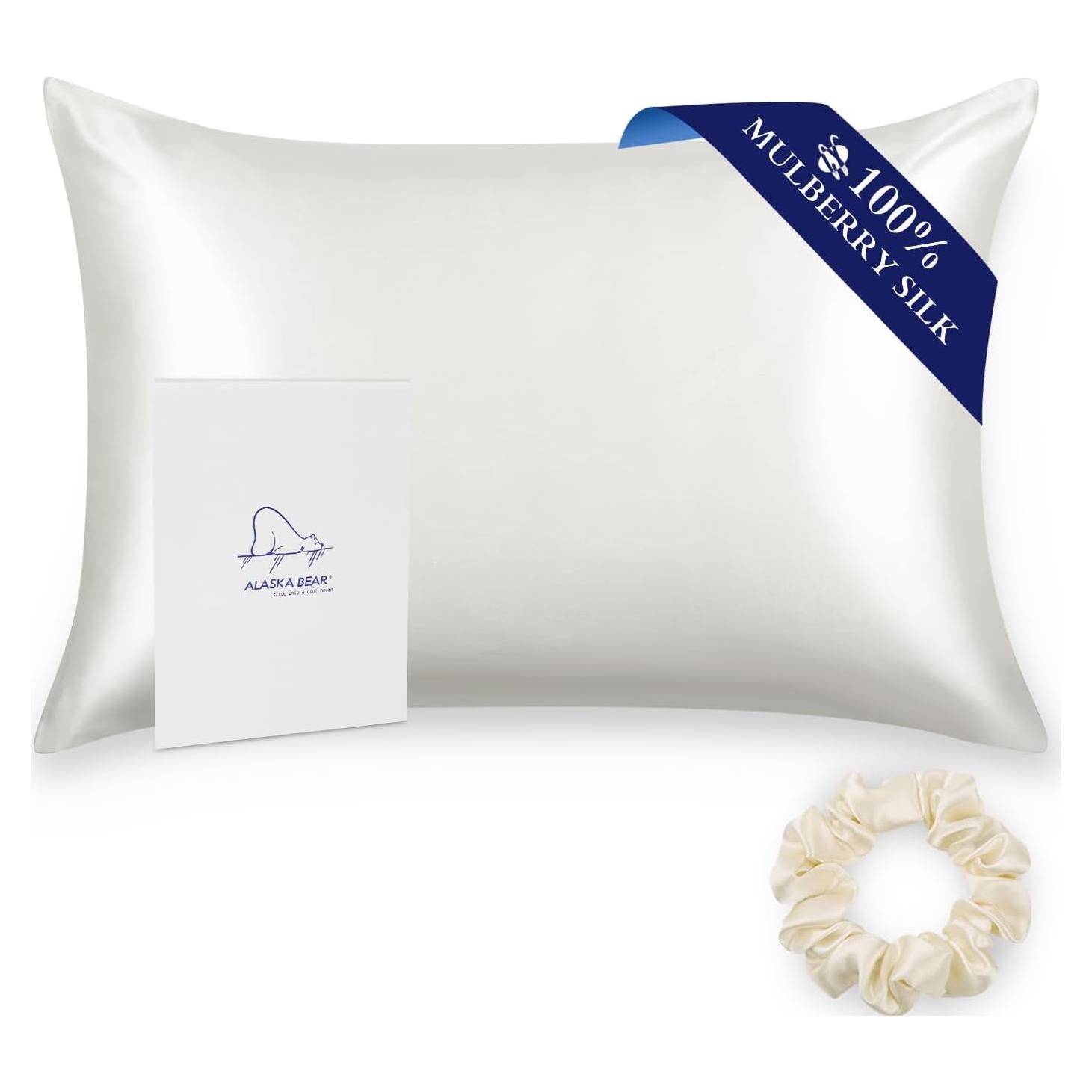 Funda de Almohada de Seda ALASKA BEAR Queen 100% Morera Blanca