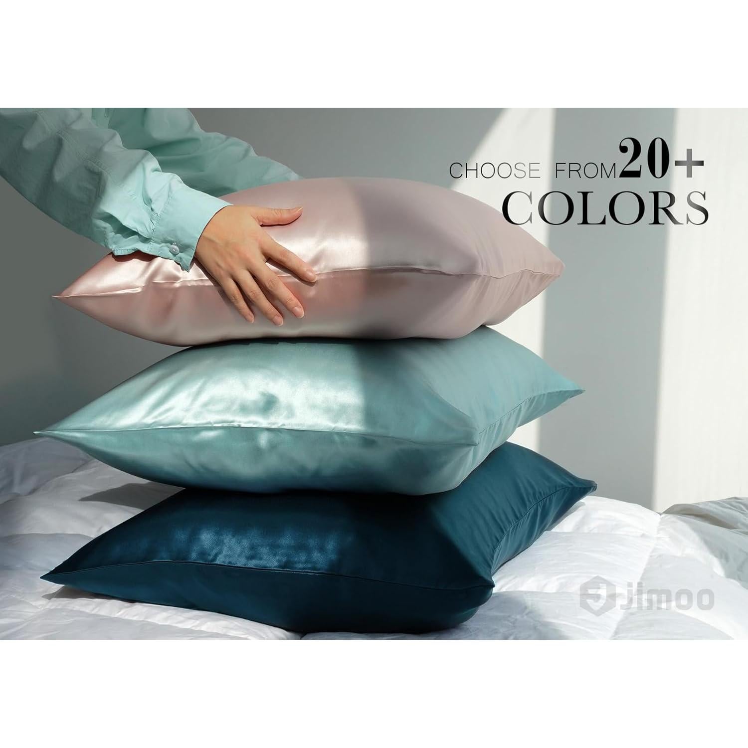 Funda de Almohada de Seda 100% Morera J JIMOO Gris Plateado 50x66 cm