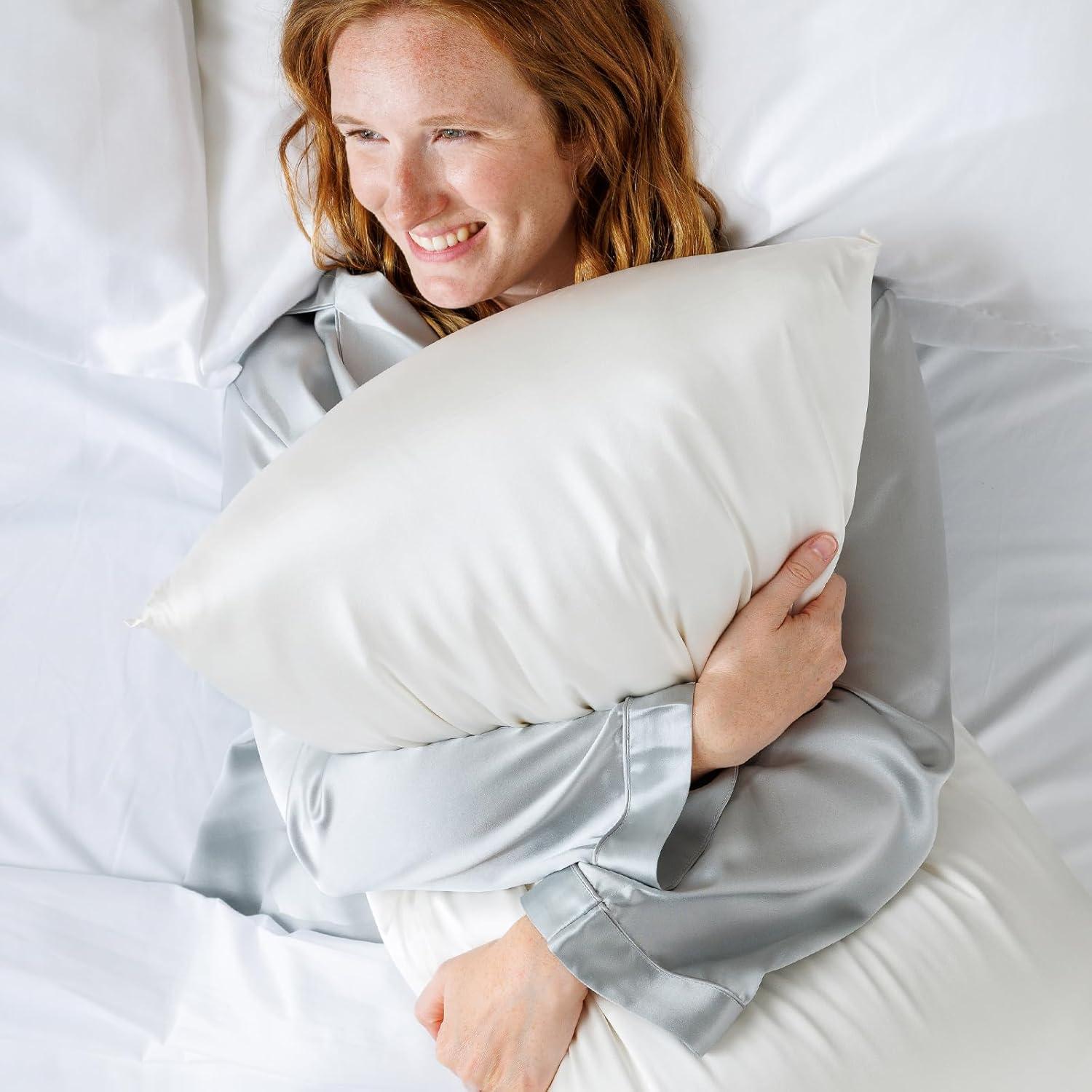 Funda de Almohada de Seda Pura Fishers Finery 25mm Blanca