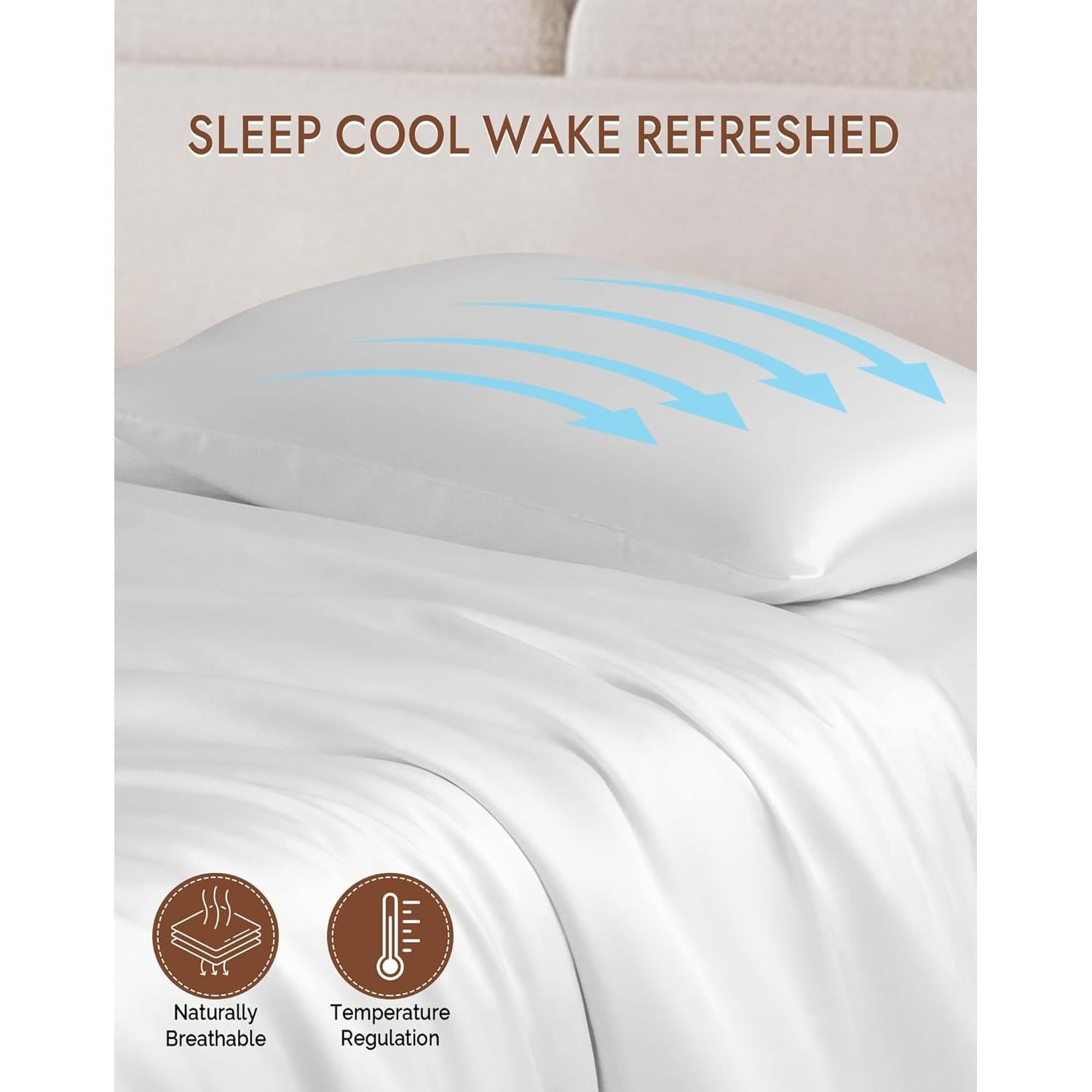 Funda de Almohada de Seda 100% Morera SilkSilky Estándar Blanca