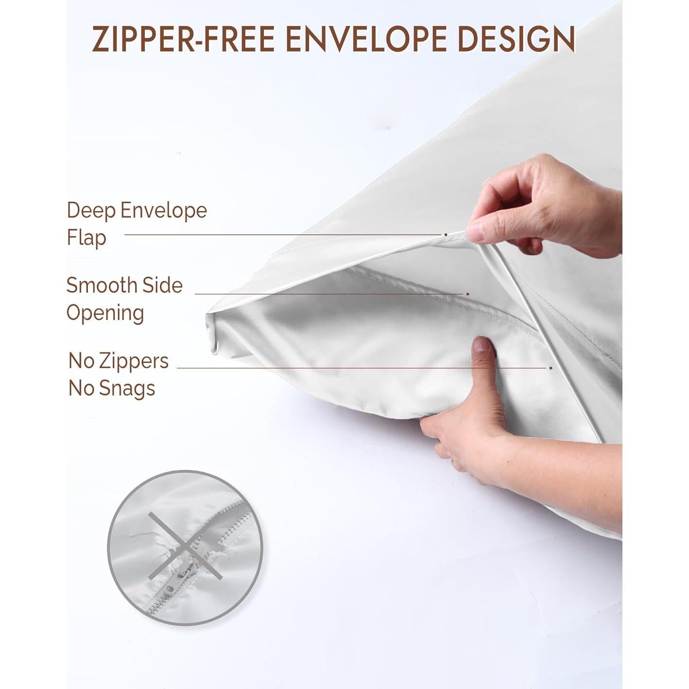 Funda de Almohada de Seda 100% Morera SilkSilky Estándar Blanca