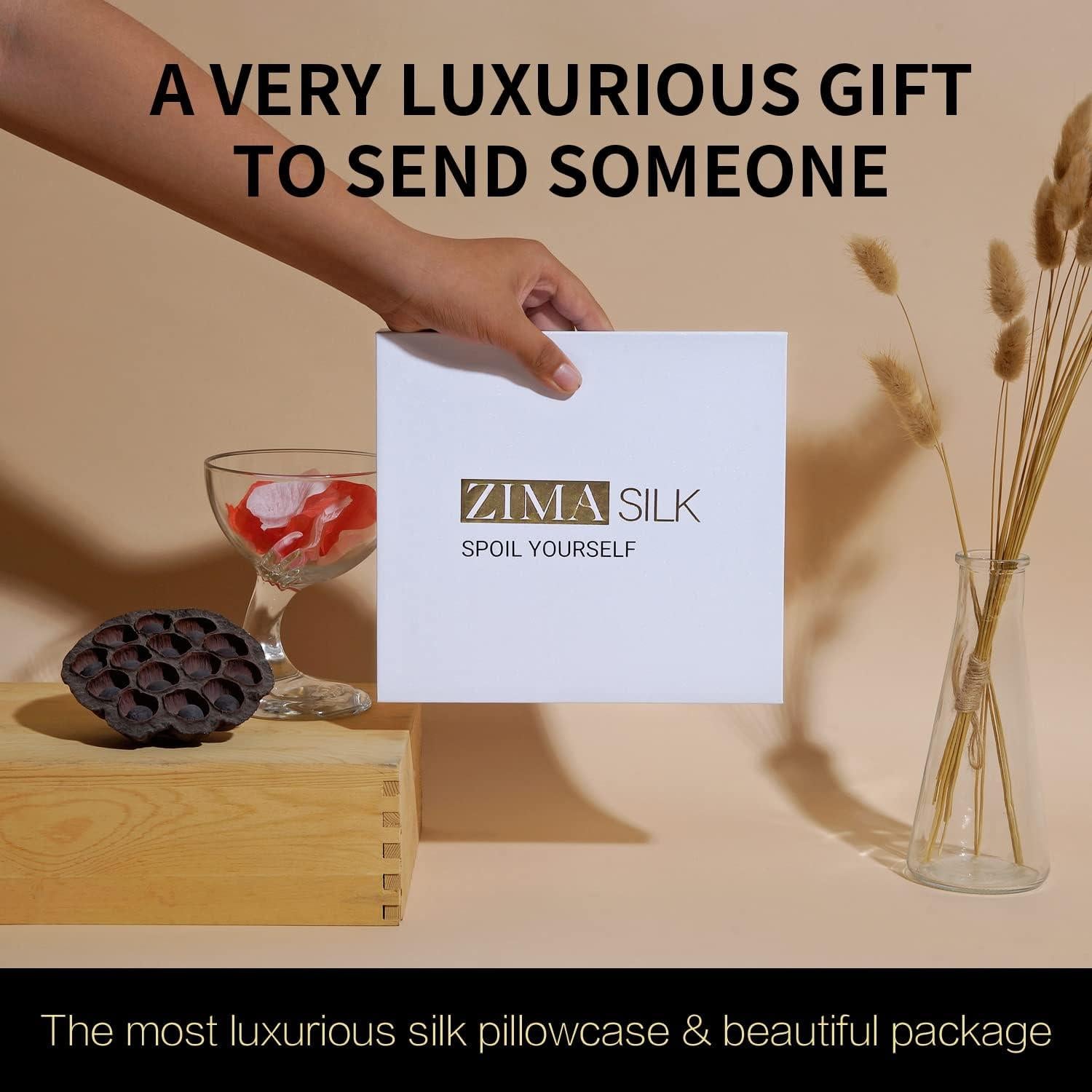 Funda de Almohada de Seda ZIMASILK 25 Momme 100% Morera Gris 50.8x66cm