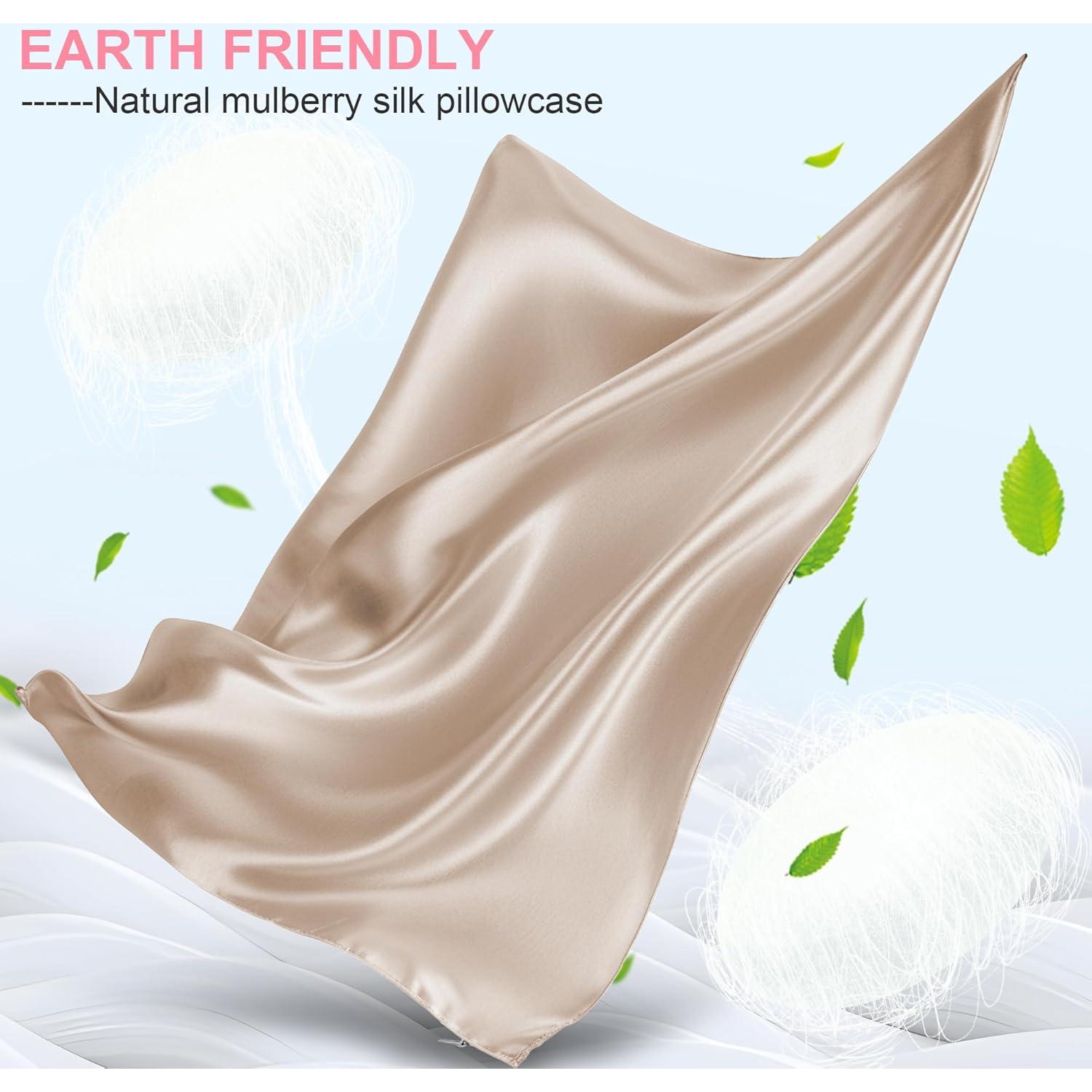 Funda de Almohada de Seda de Morera LYSHIN Estándar 20x66 cm Champán