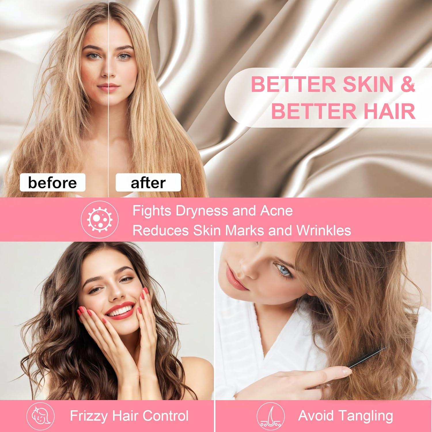 Funda de Almohada de Seda de Morera LYSHIN Estándar 20x66 cm Champán