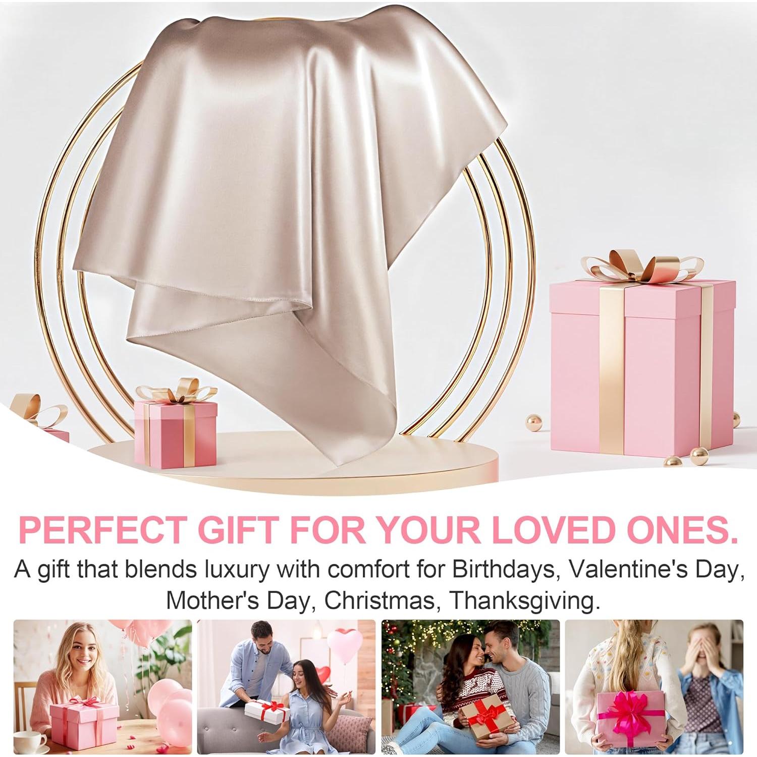 Funda de Almohada de Seda de Morera LYSHIN Estándar 20x66 cm Champán